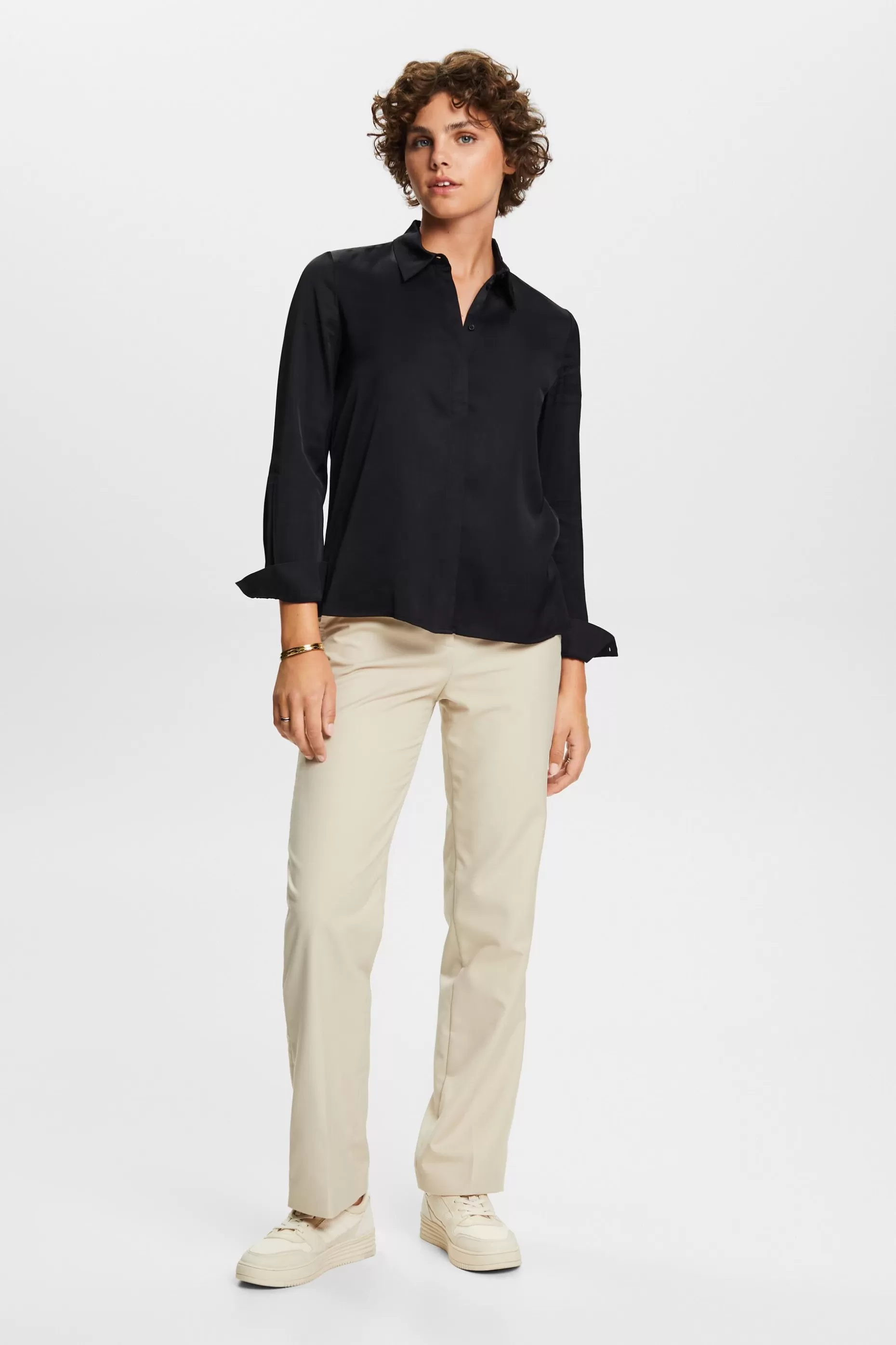 ESPRIT Long-Sleeve Satin Blouse at our Online Shop *Women Shirts + Blouses