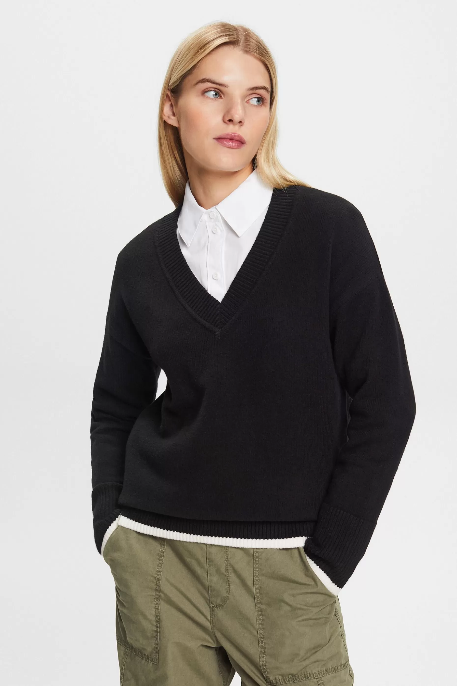 ESPRIT Long-Sleeve V-Neck Sweater at our Online Shop *Women Sweaters