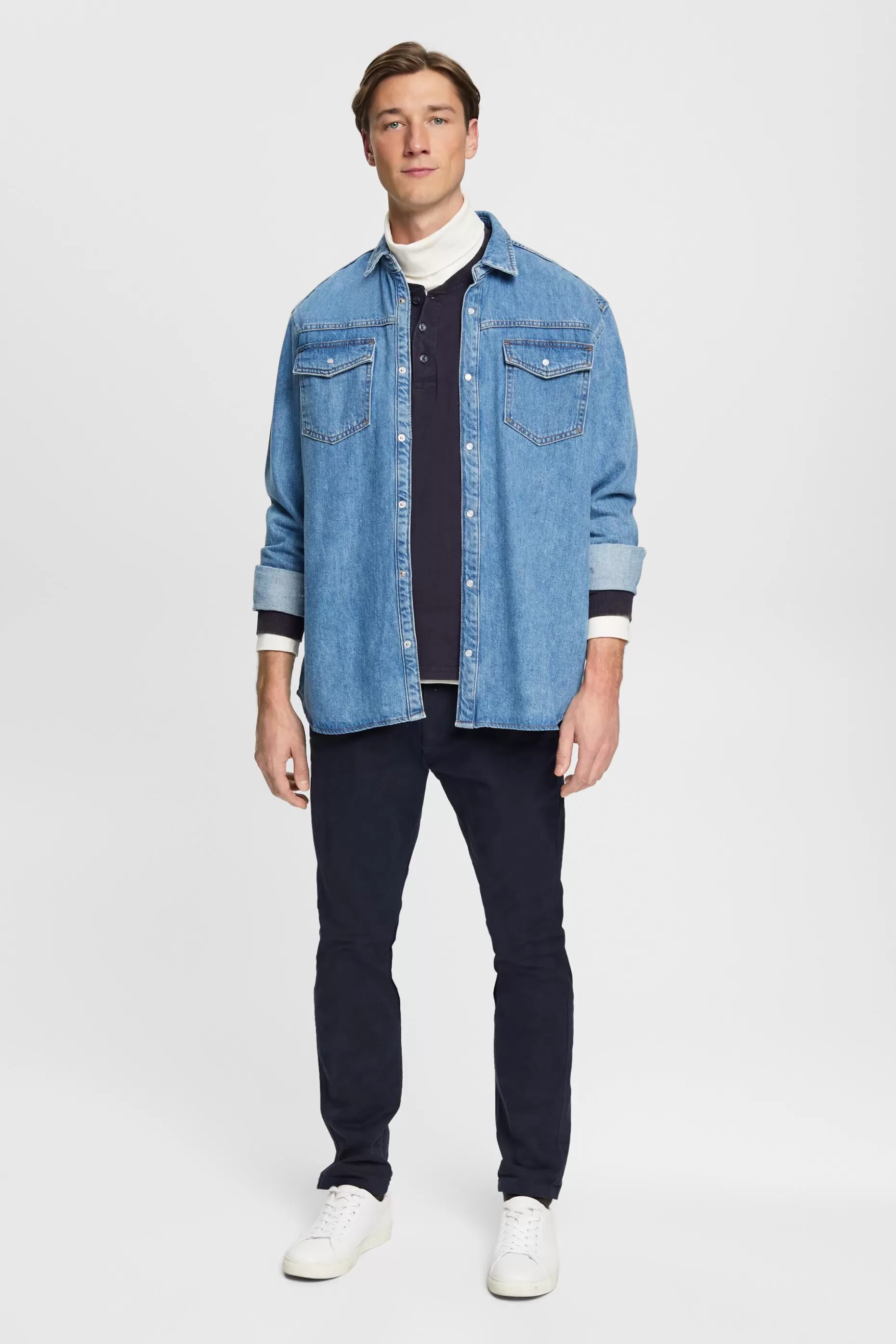 ESPRIT Long-sleeved top with buttons at our Online Shop *Men T-Shirts + Polos