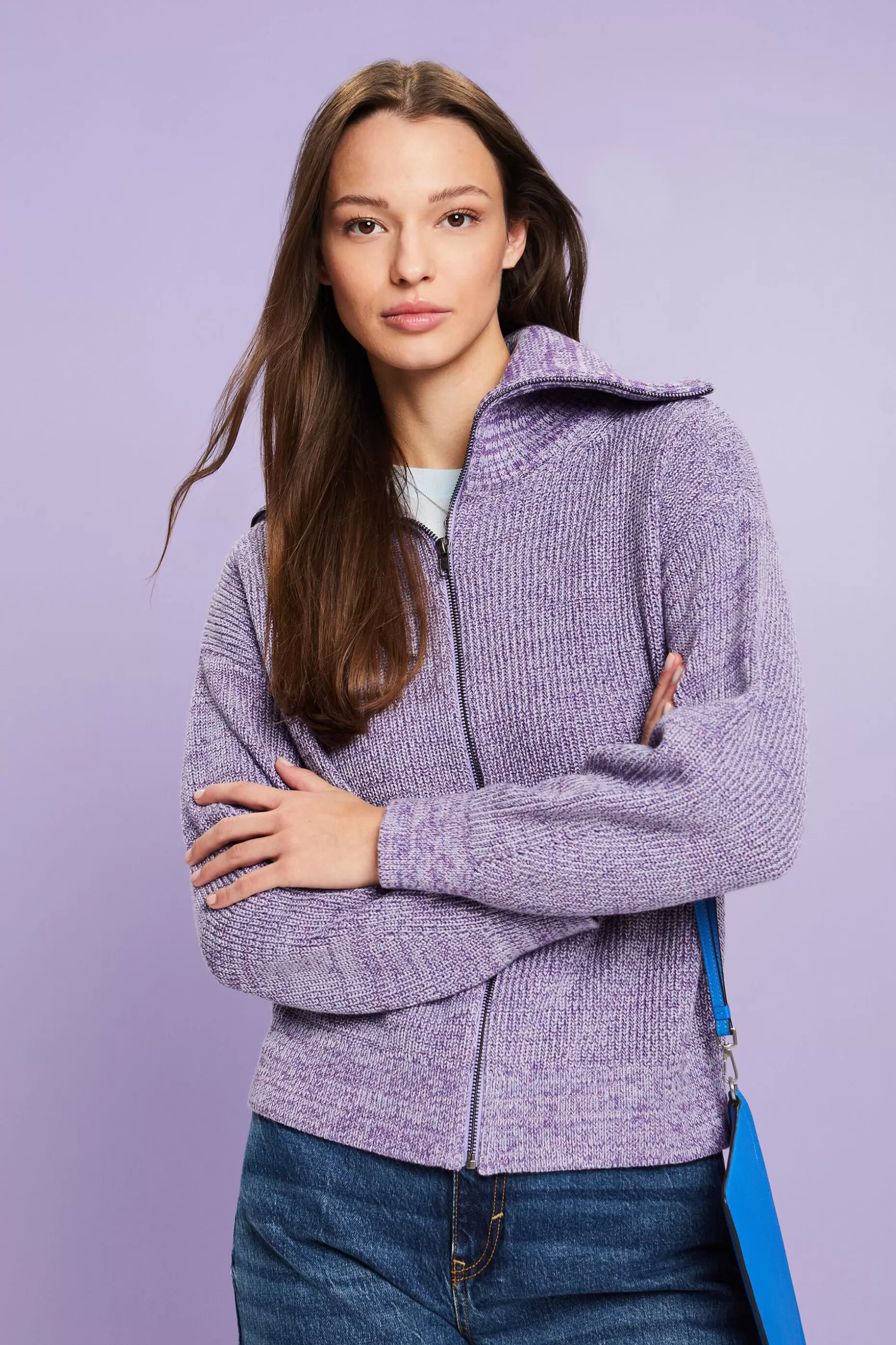 ESPRIT Marled Knit Turtleneck Cardigan at our Online Shop *Women Sweaters