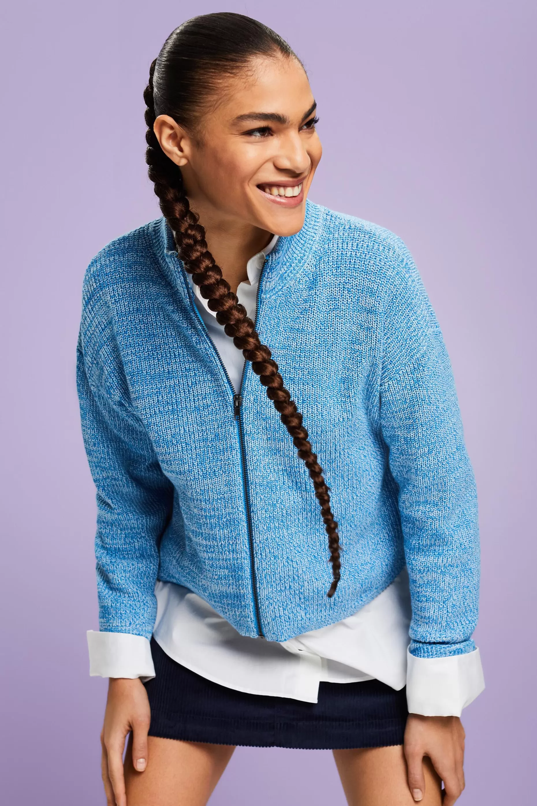 ESPRIT Marled Knit Zip-Up Cardigan at our Online Shop *Women Sweaters