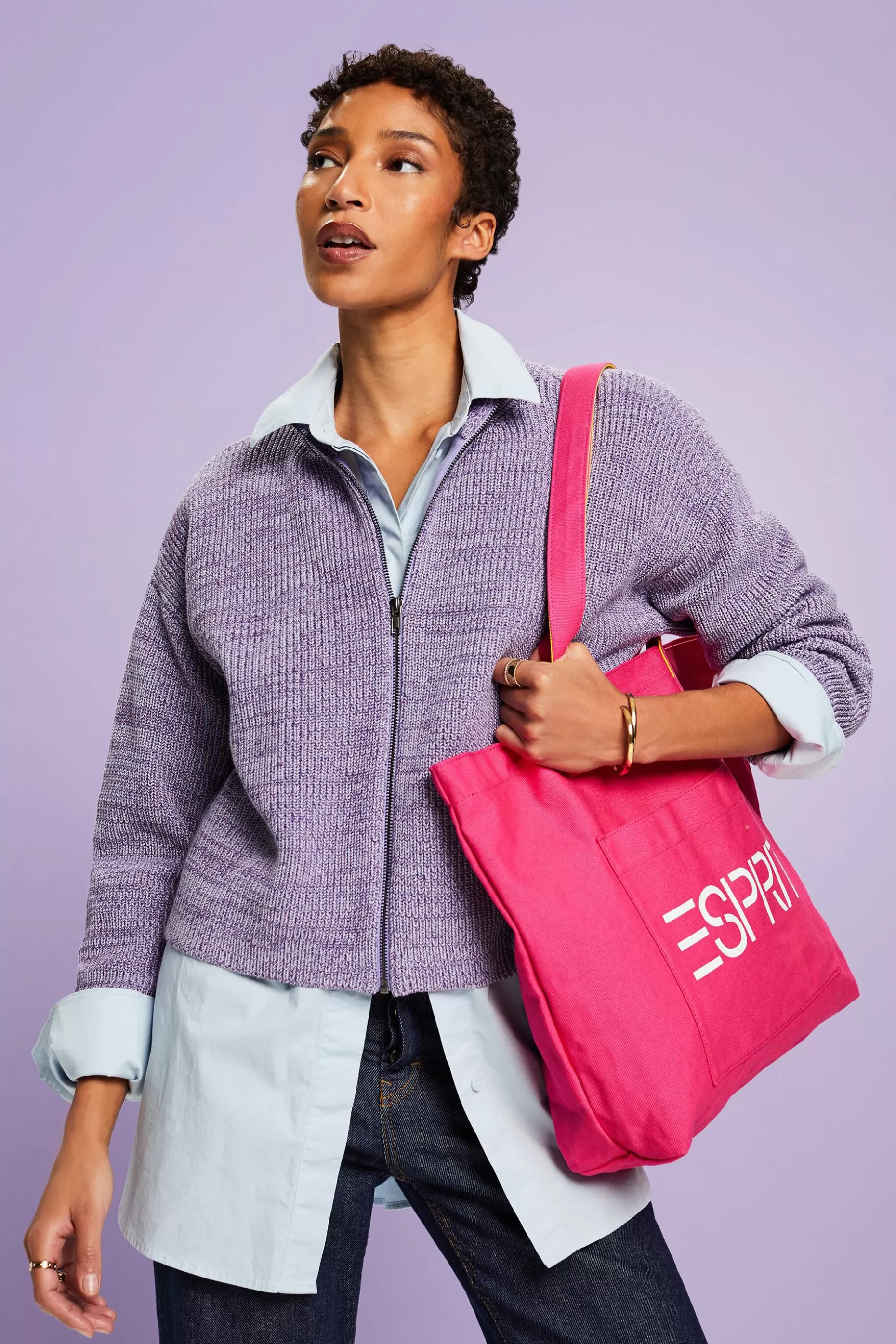 ESPRIT Marled Knit Zip-Up Cardigan at our Online Shop *Women Sweaters