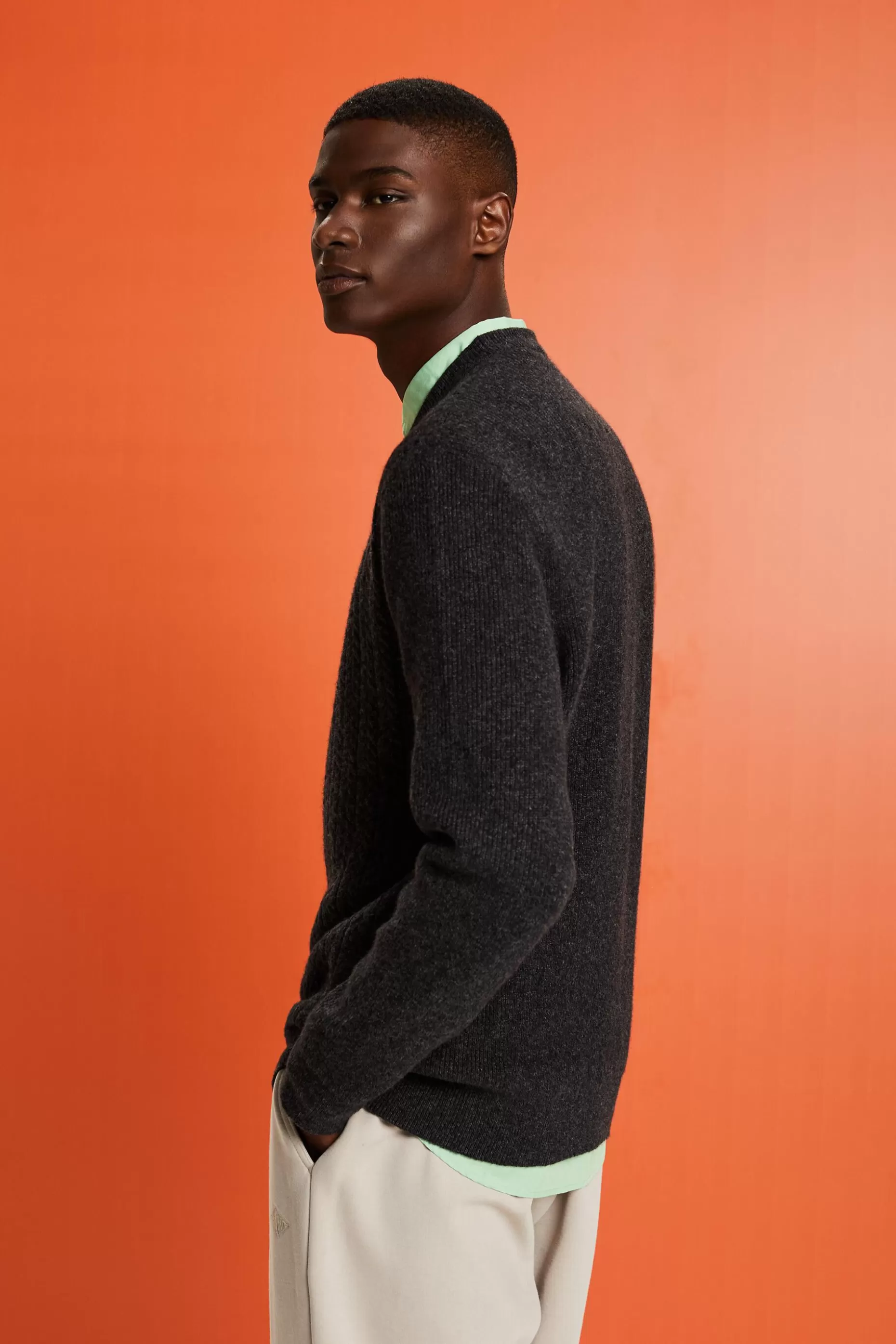 ESPRIT Melange Cable Knit Crewneck Sweater at our Online Shop *Boys Boys