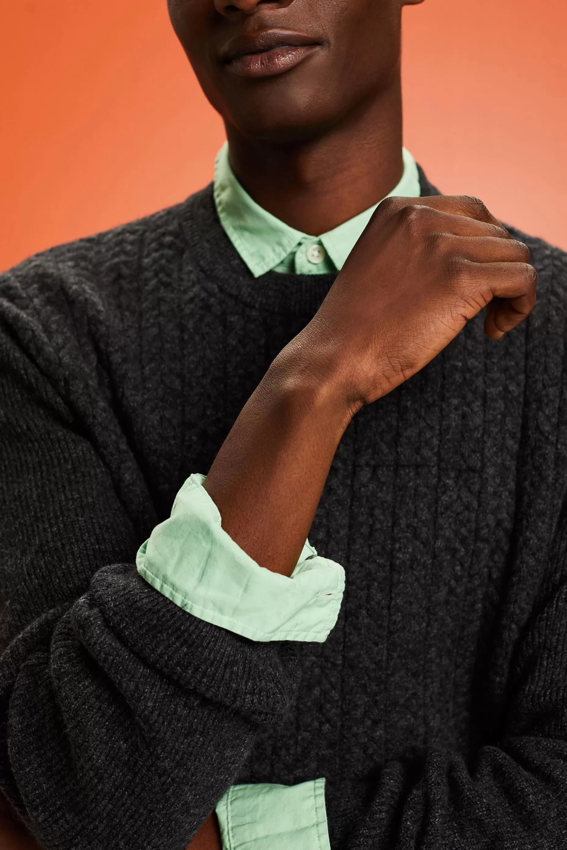 ESPRIT Melange Cable Knit Crewneck Sweater at our Online Shop *Boys Boys