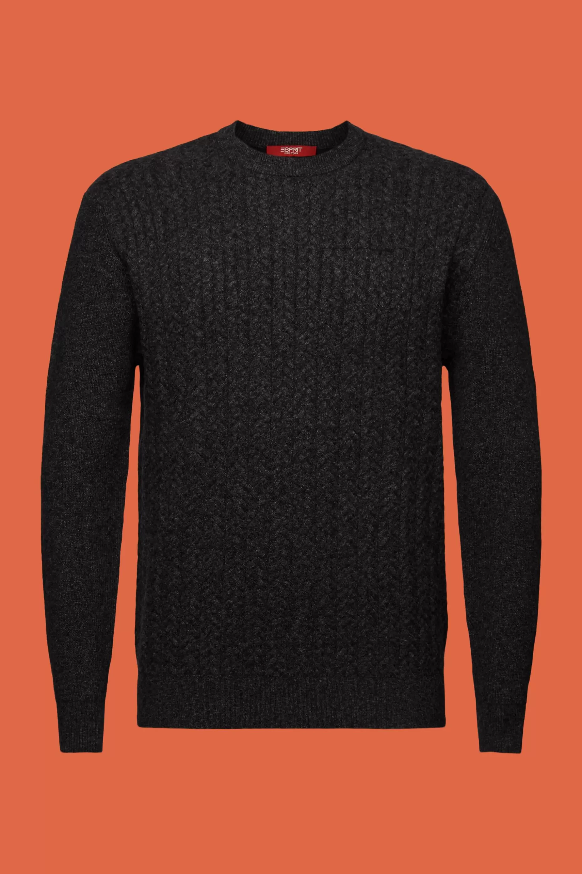 ESPRIT Melange Cable Knit Crewneck Sweater at our Online Shop *Men Sweaters
