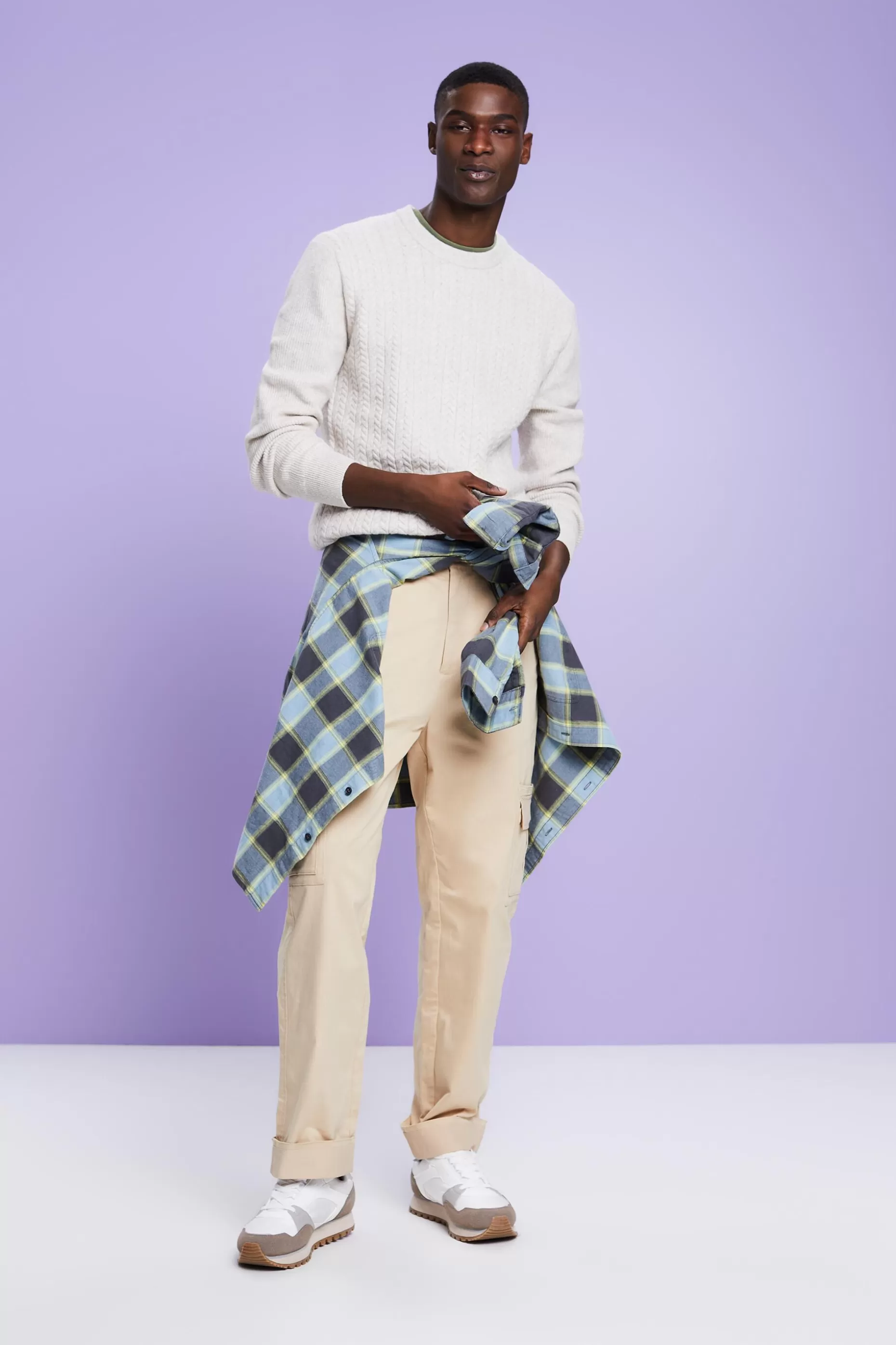 ESPRIT Melange Cable Knit Crewneck Sweater at our Online Shop *Men Sweaters