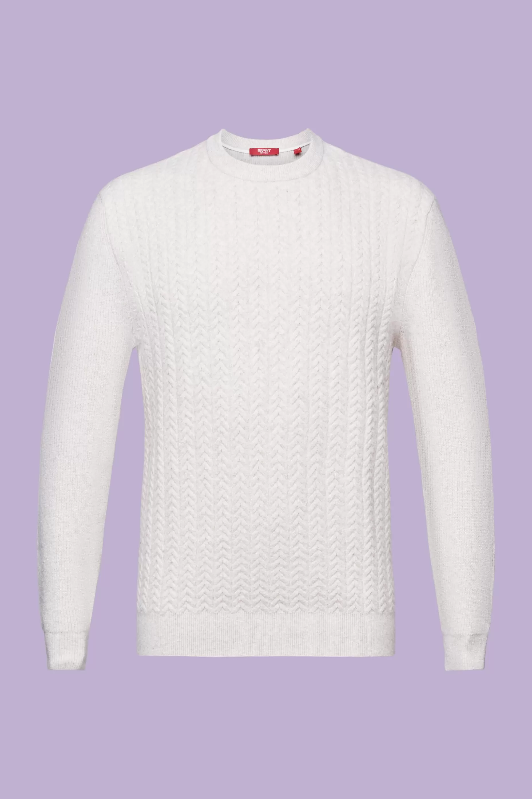 ESPRIT Melange Cable Knit Crewneck Sweater at our Online Shop *Men Sweaters