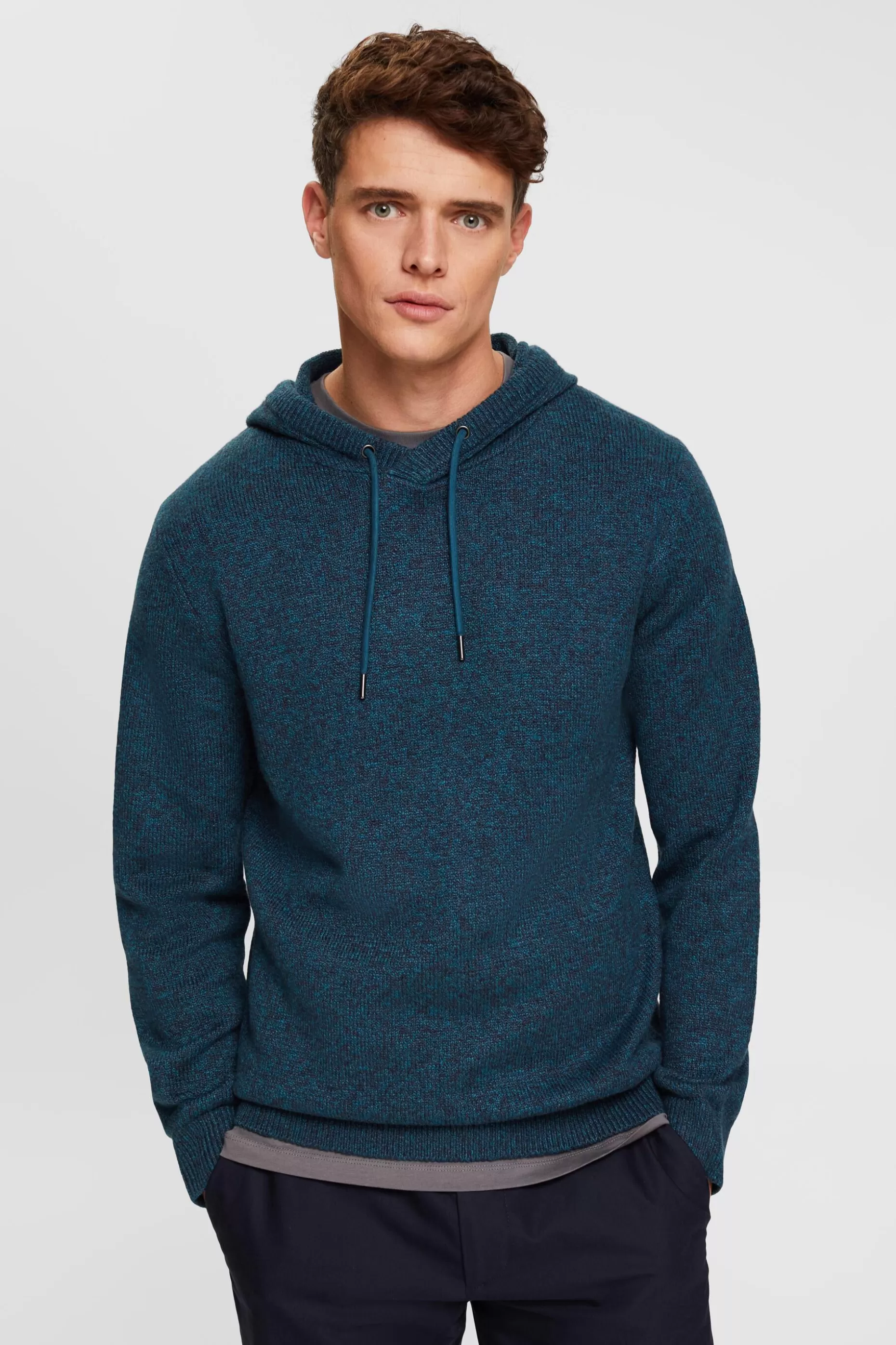 ESPRIT Melange Knit Hoodie at our Online Shop *Men Sweaters
