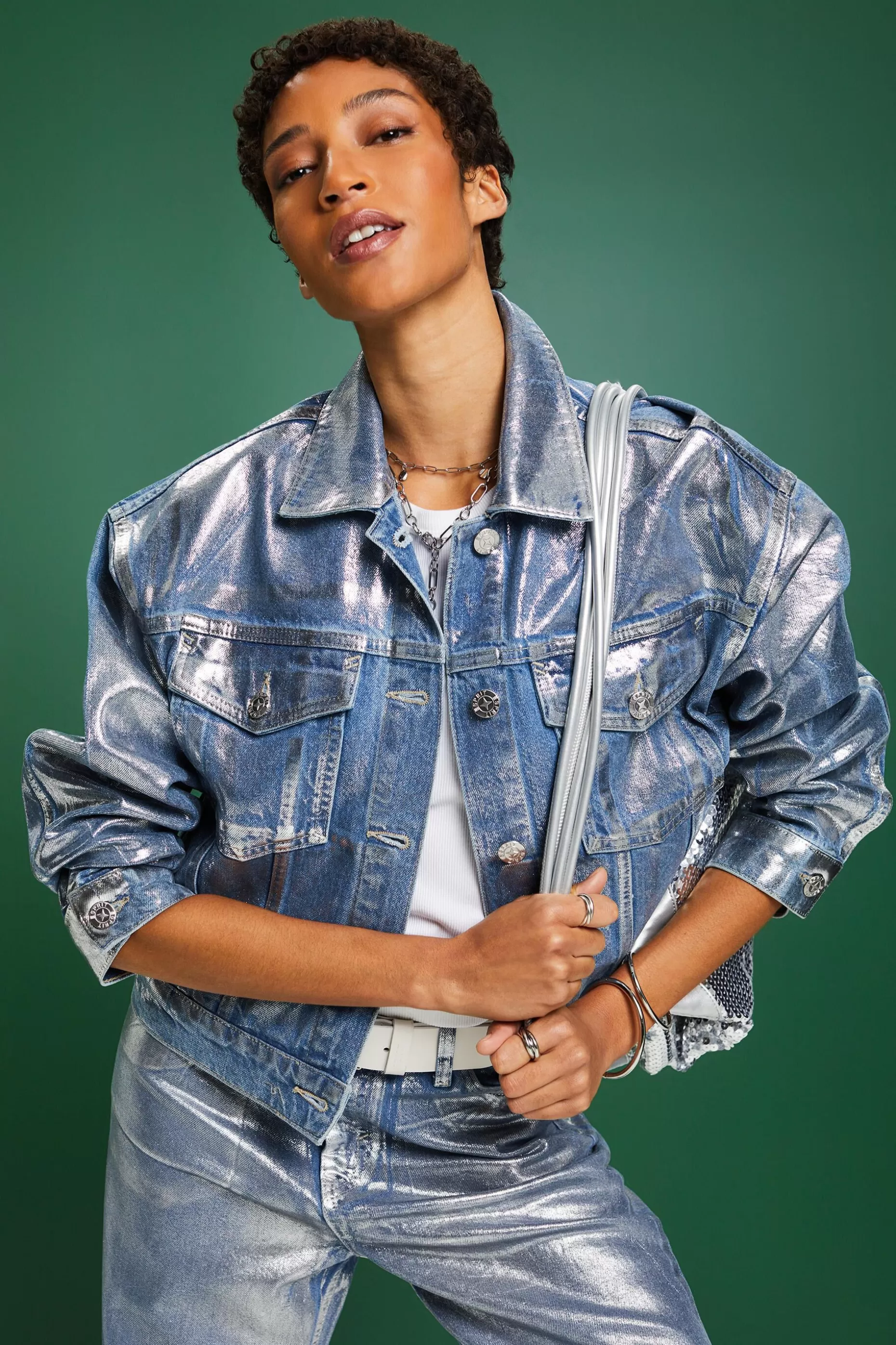 ESPRIT Metallic Denim Jacket at our Online Shop *Women Jackets + Coats
