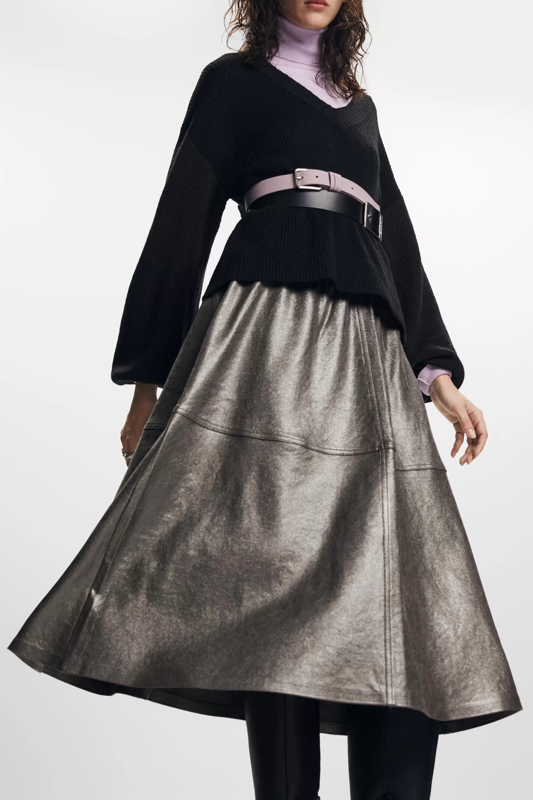 ESPRIT Metallic faux leather midi skirt at our Online Shop *Women Bottoms
