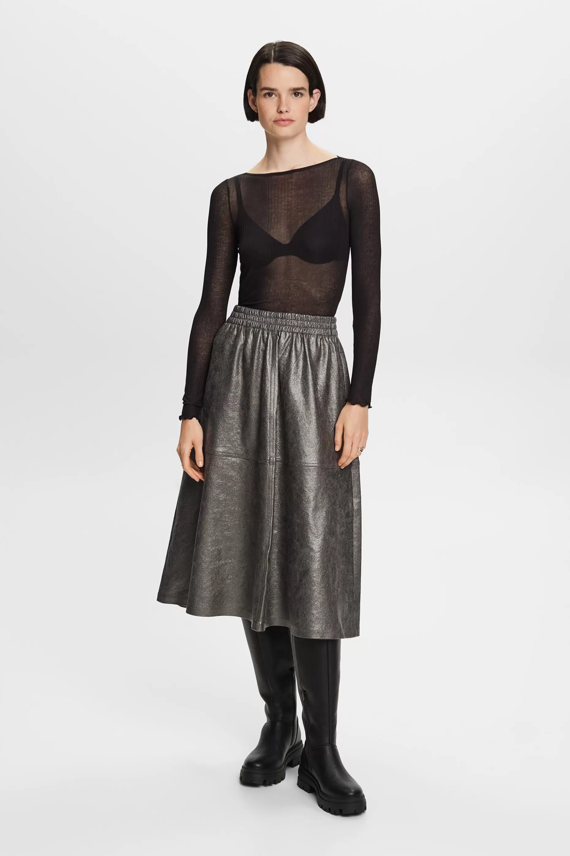 ESPRIT Metallic faux leather midi skirt at our Online Shop *Women Bottoms