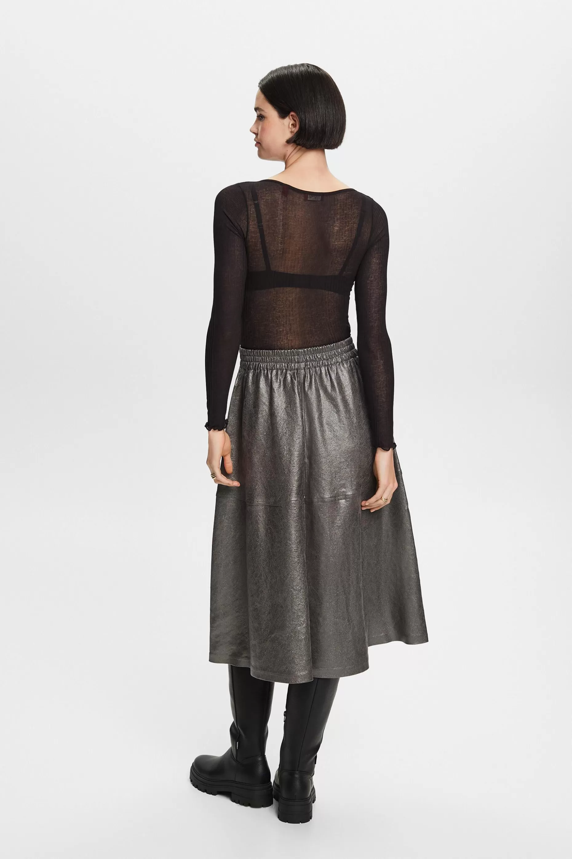 ESPRIT Metallic faux leather midi skirt at our Online Shop *Women Bottoms