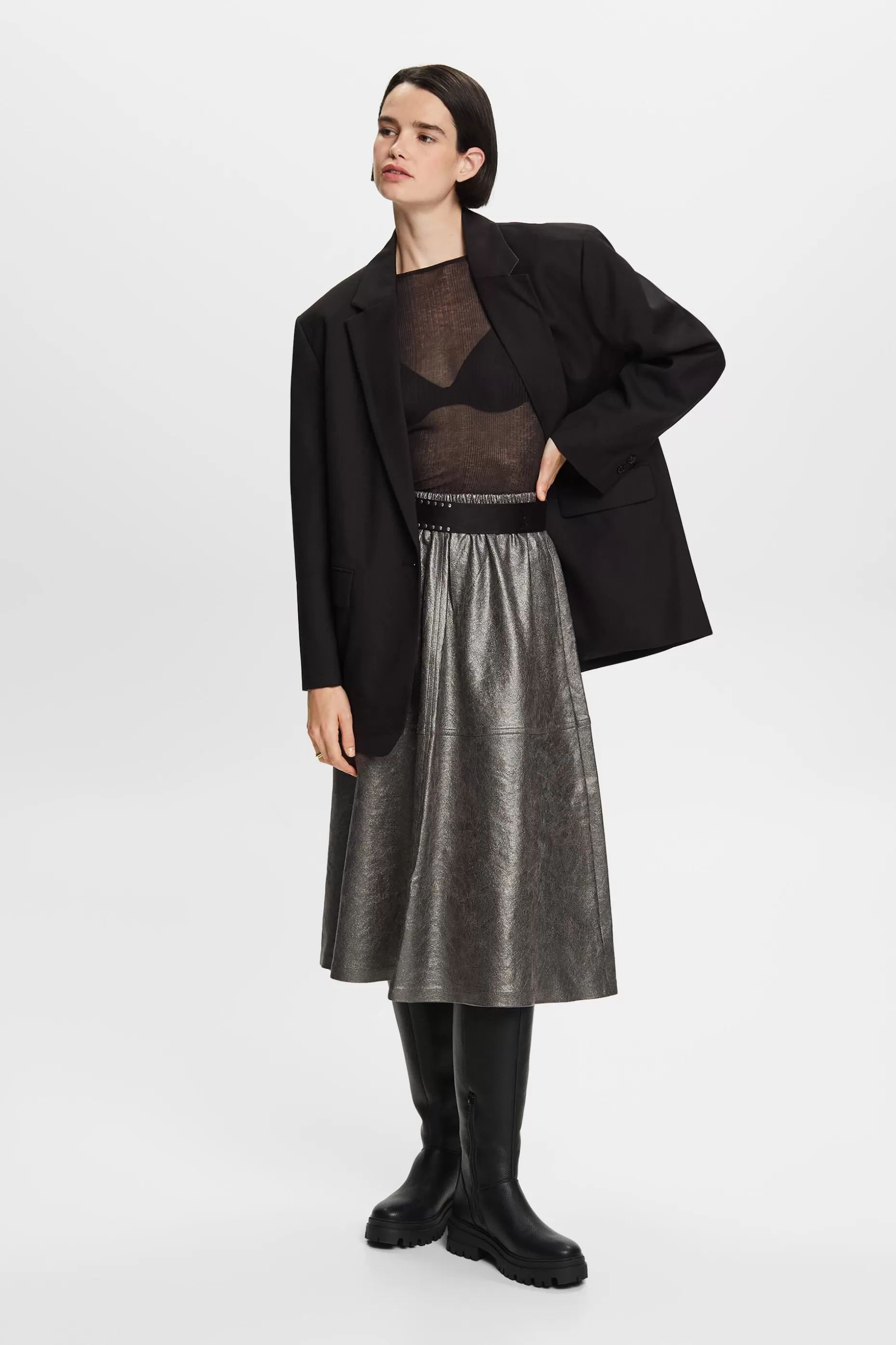 ESPRIT Metallic faux leather midi skirt at our Online Shop *Women Bottoms