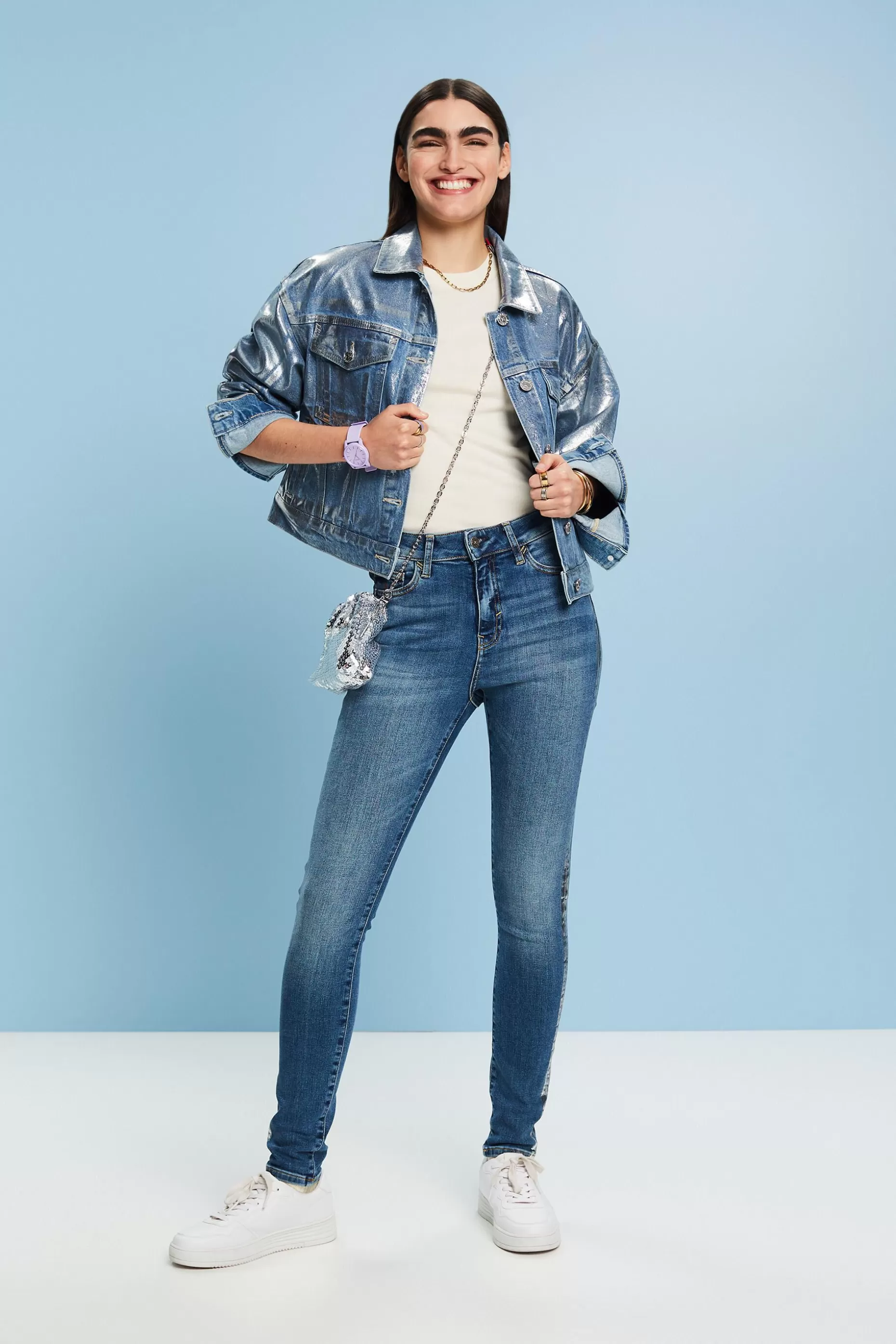 ESPRIT Metallic High-Rise Skinny Jeans at our Online Shop *Women Denim