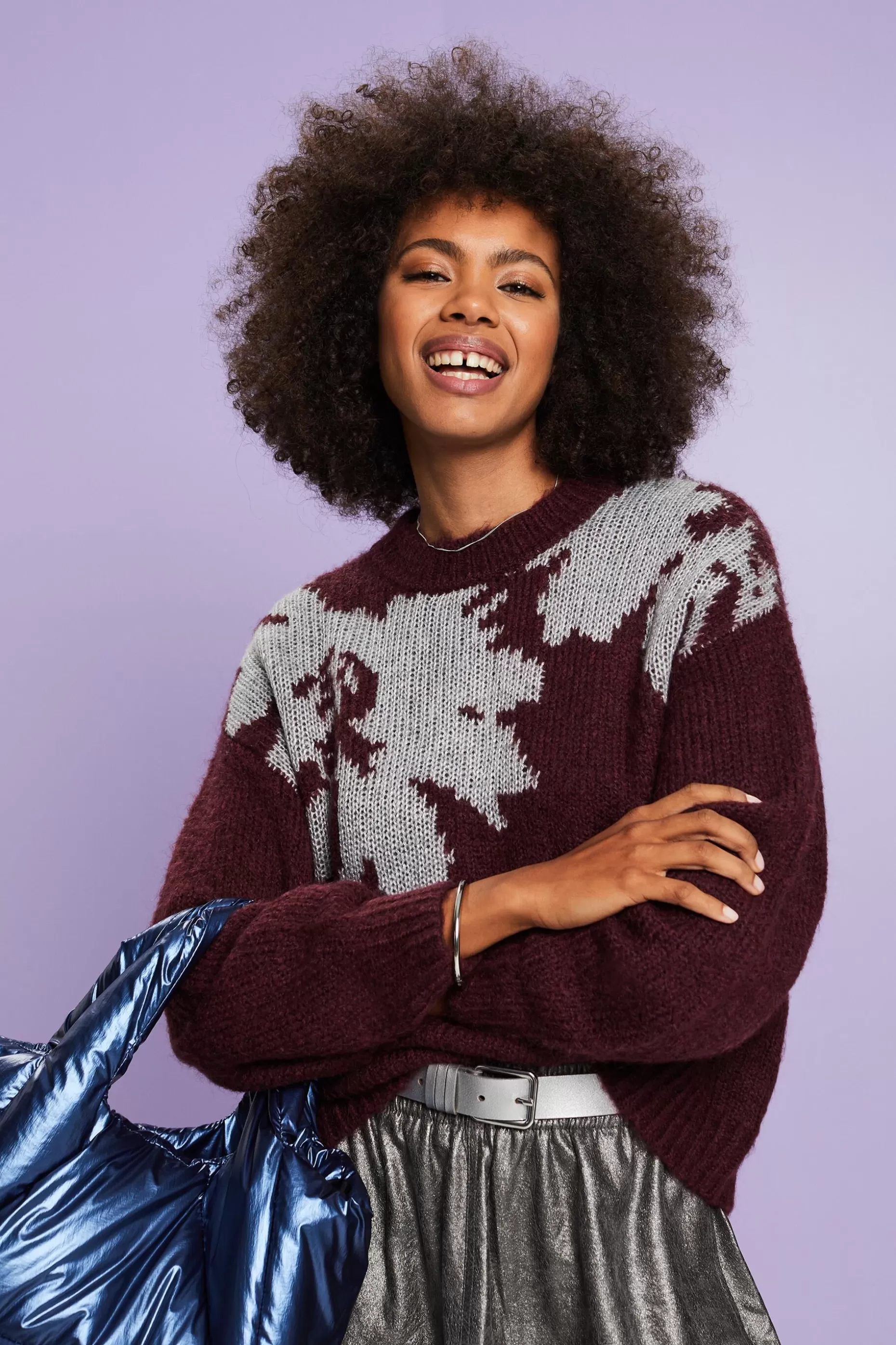 ESPRIT Metallic Jacquard Knit Sweater at our Online Shop *Women Sweaters