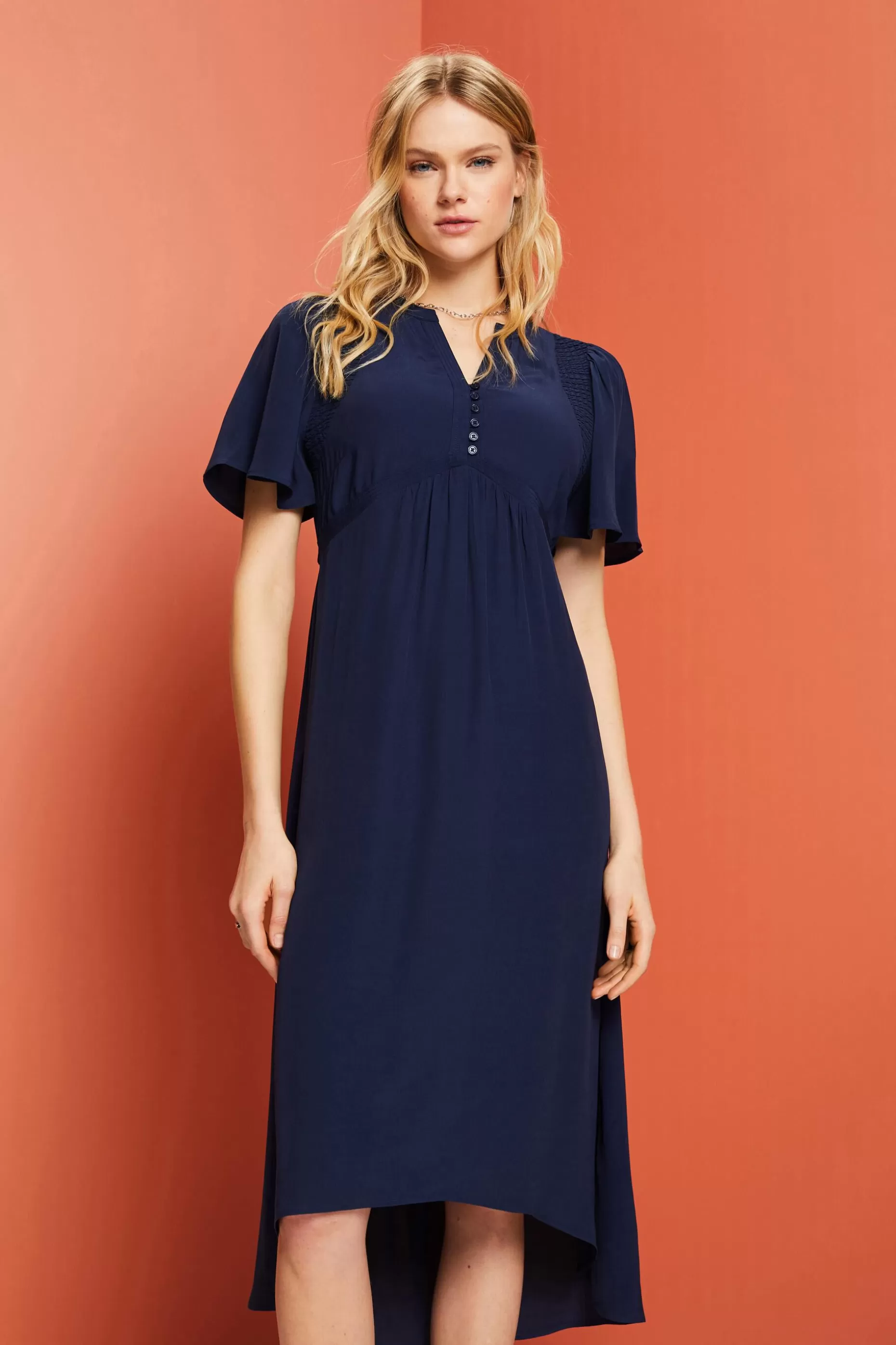 ESPRIT Midi dress with a fixed tie belt at our Online Shop * Sale Under $75