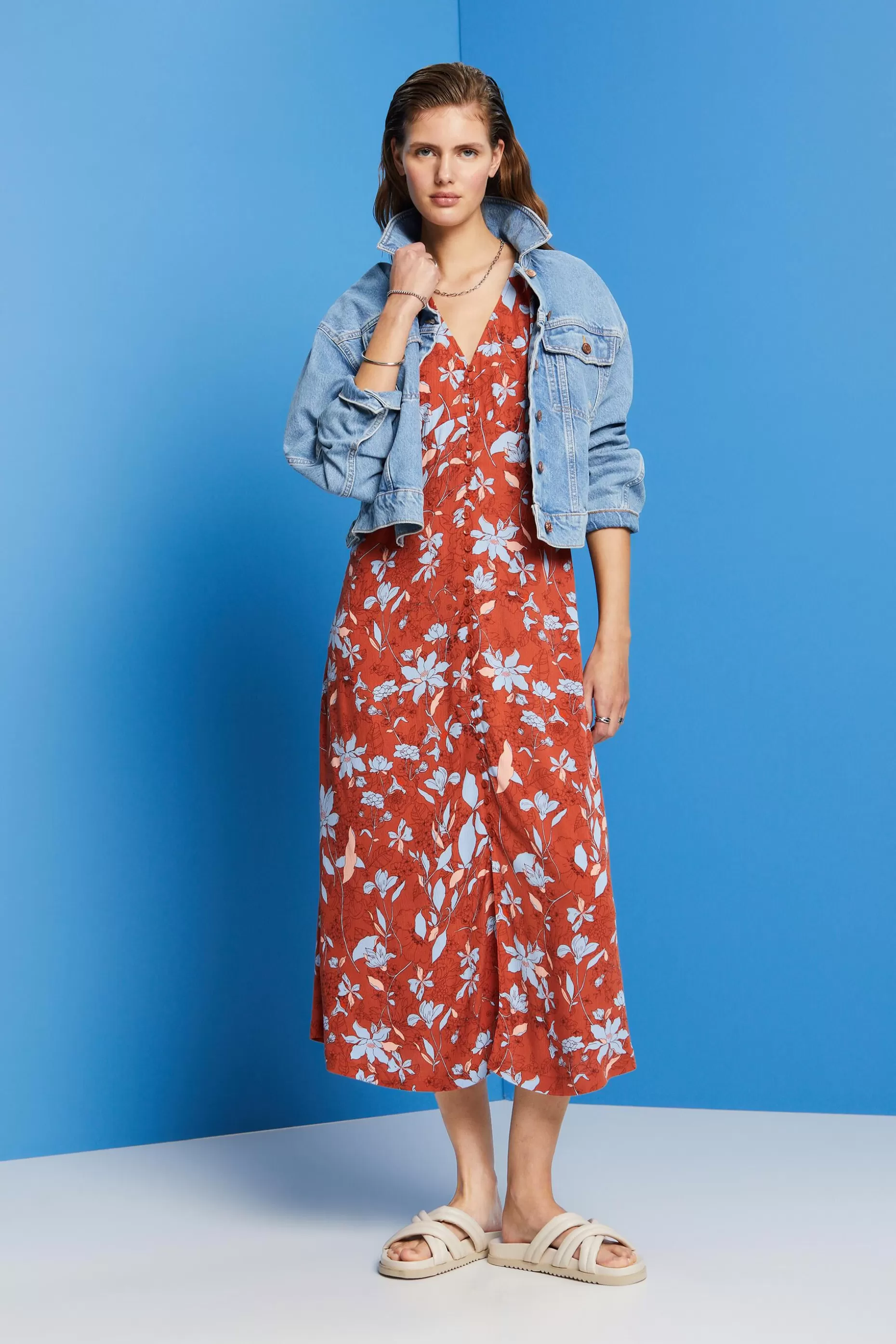 ESPRIT Midi dress with all-over pattern at our Online Shop *Women Dresses + Jumpsuits