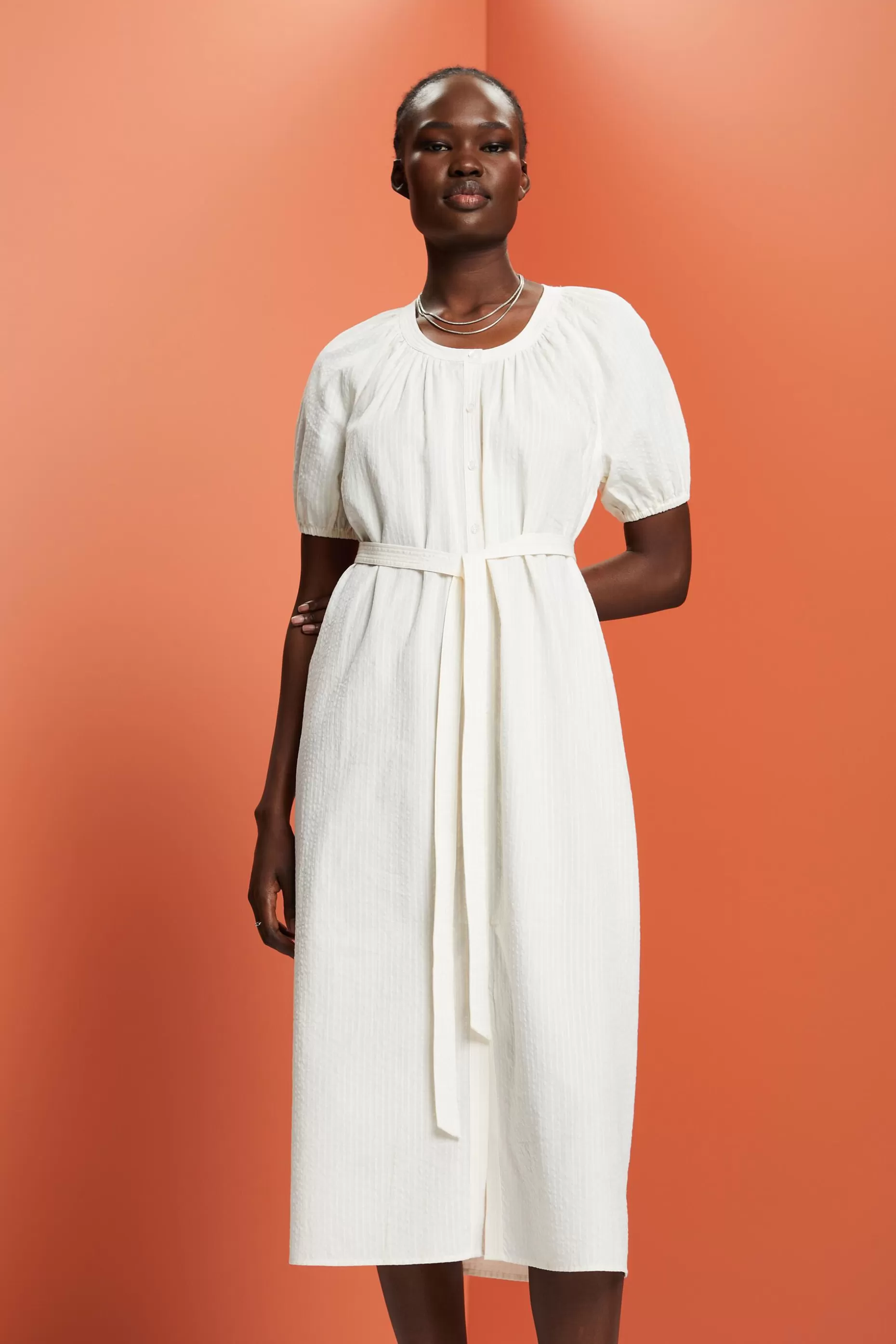 ESPRIT Midi shirt dress with a tie belt, cotton blend at our Online Shop * Sale Above $75+