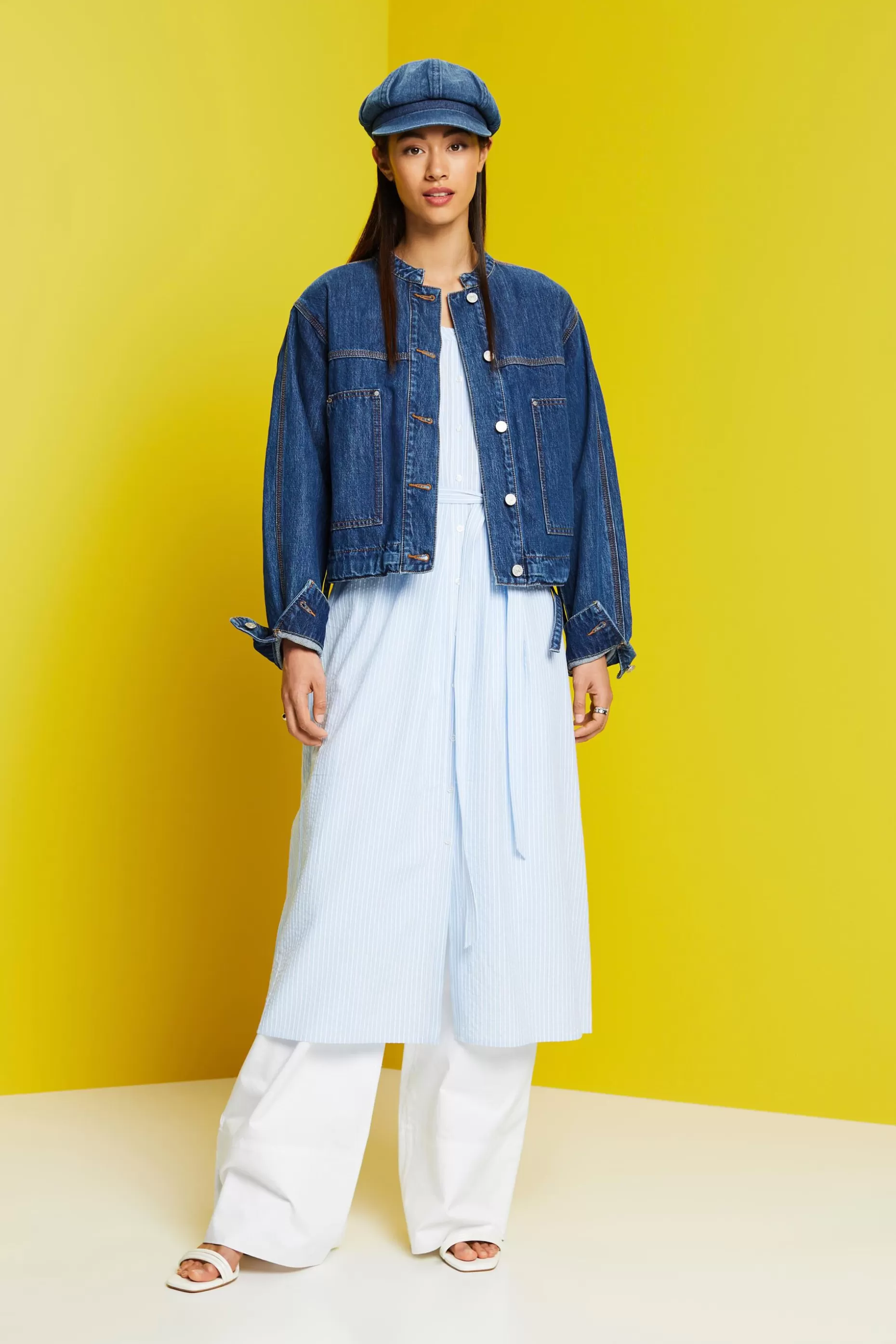 ESPRIT Midi shirt dress with a tie belt, cotton blend at our Online Shop *Women Dresses + Jumpsuits