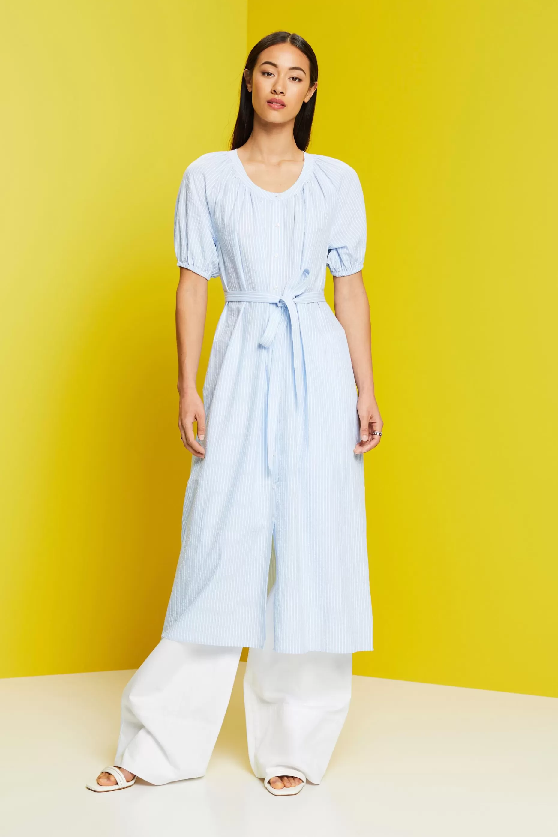 ESPRIT Midi shirt dress with a tie belt, cotton blend at our Online Shop *Women Dresses + Jumpsuits