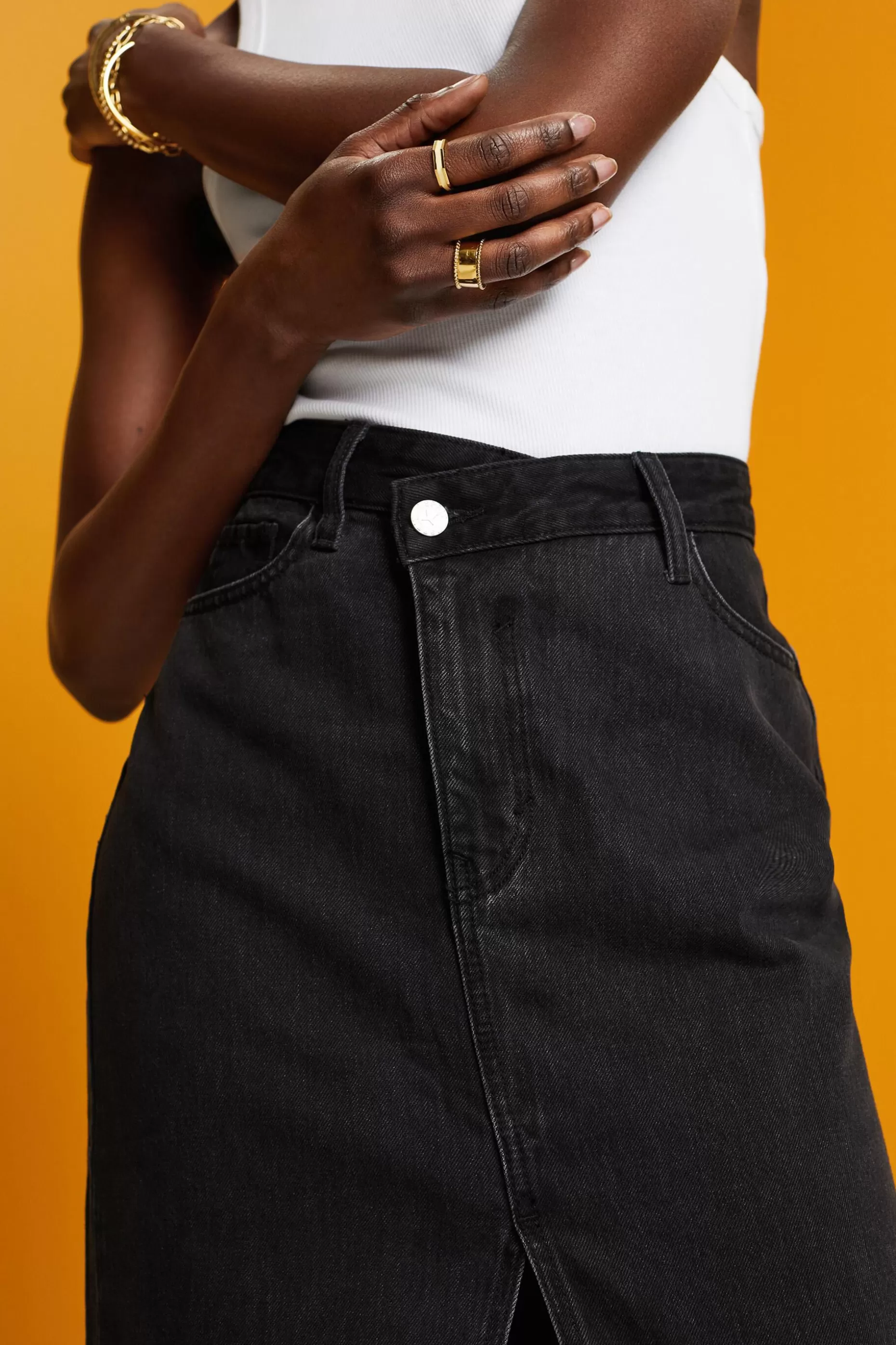 ESPRIT Midi skirt with an asymmetric waistband at our Online Shop * Sale Under $75