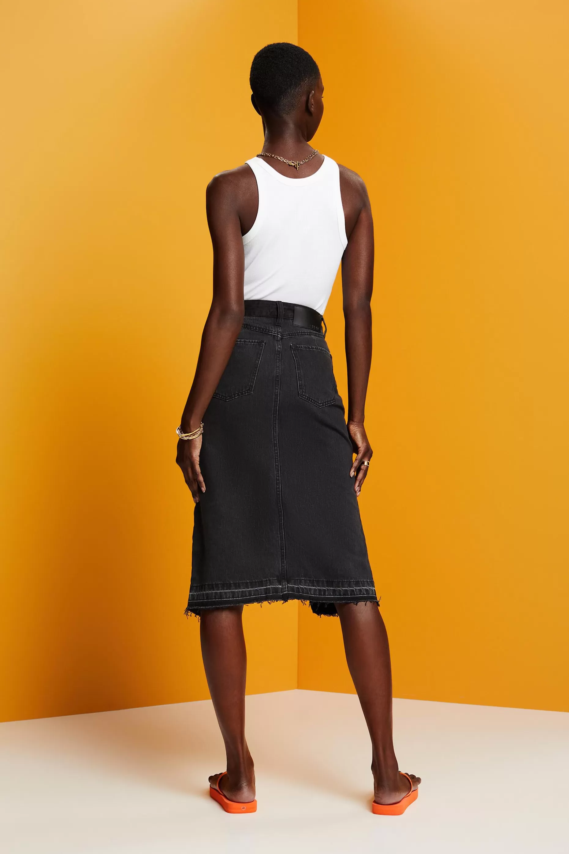 ESPRIT Midi skirt with an asymmetric waistband at our Online Shop * Sale Under $75