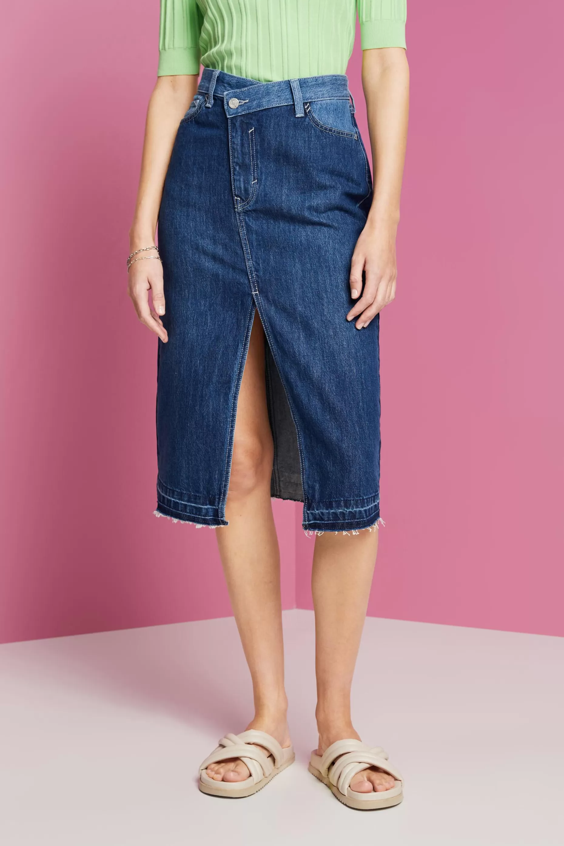 ESPRIT Midi skirt with an asymmetric waistband at our Online Shop *Women Skirts + Shorts
