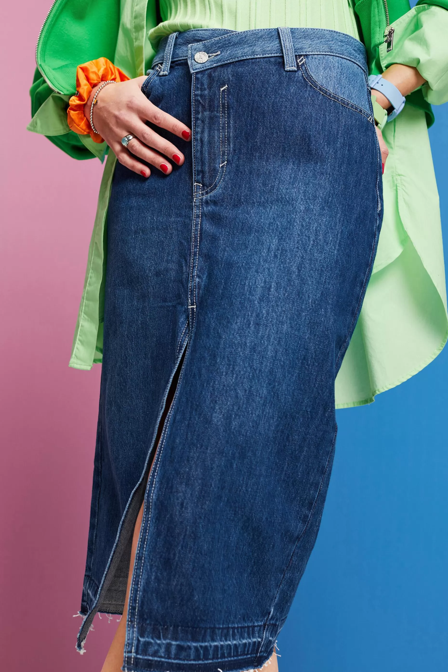ESPRIT Midi skirt with an asymmetric waistband at our Online Shop *Women Skirts + Shorts