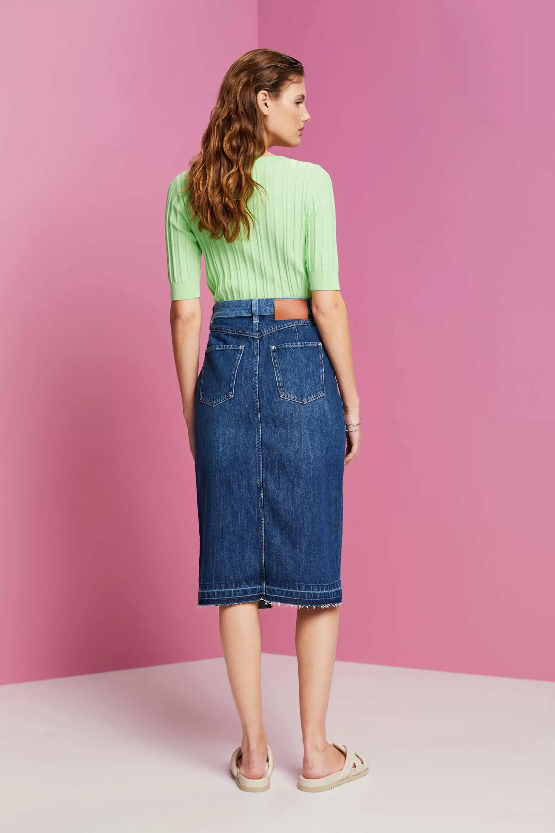 ESPRIT Midi skirt with an asymmetric waistband at our Online Shop *Women Skirts + Shorts