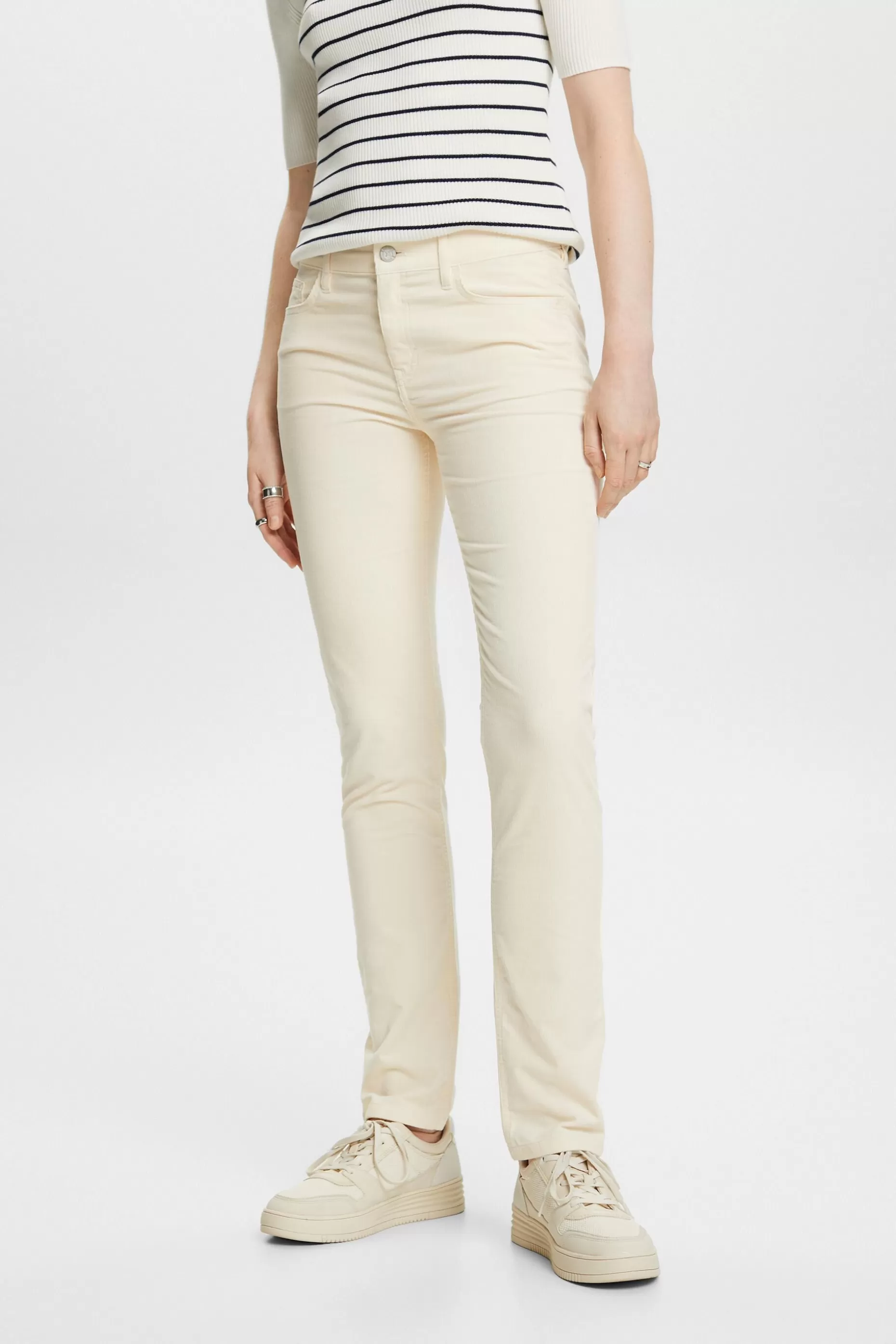 ESPRIT Mid-Rise Slim Corduroy Trousers at our Online Shop *Women Pants + Joggers