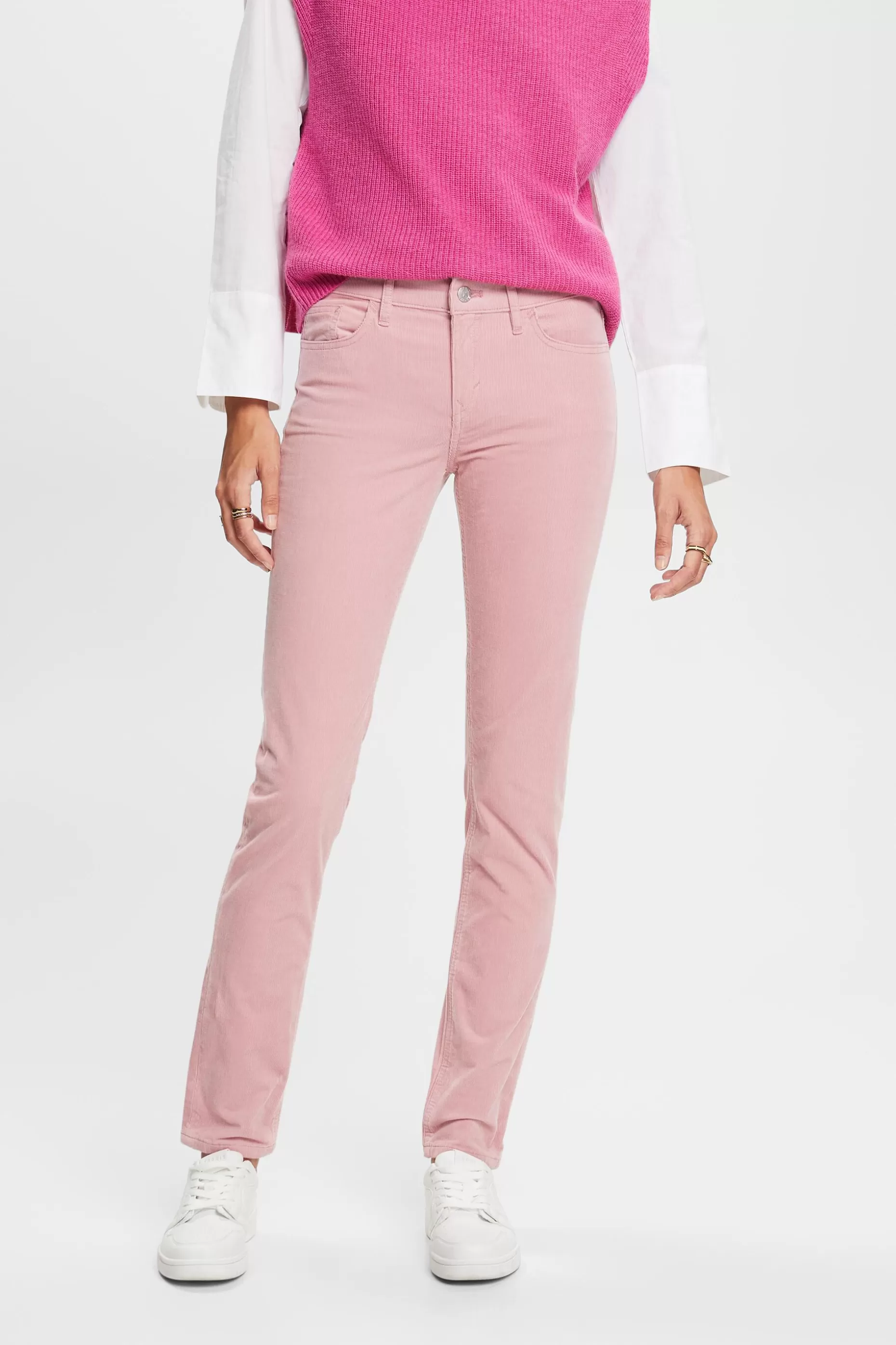 ESPRIT Mid-Rise Slim Corduroy Trousers at our Online Shop *Women Pants + Joggers