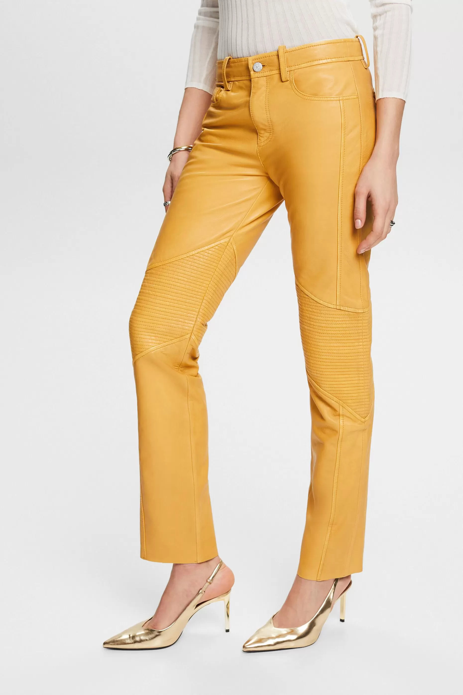 ESPRIT Mid-Rise Straight Leather Pants at our Online Shop *Women Pants + Joggers