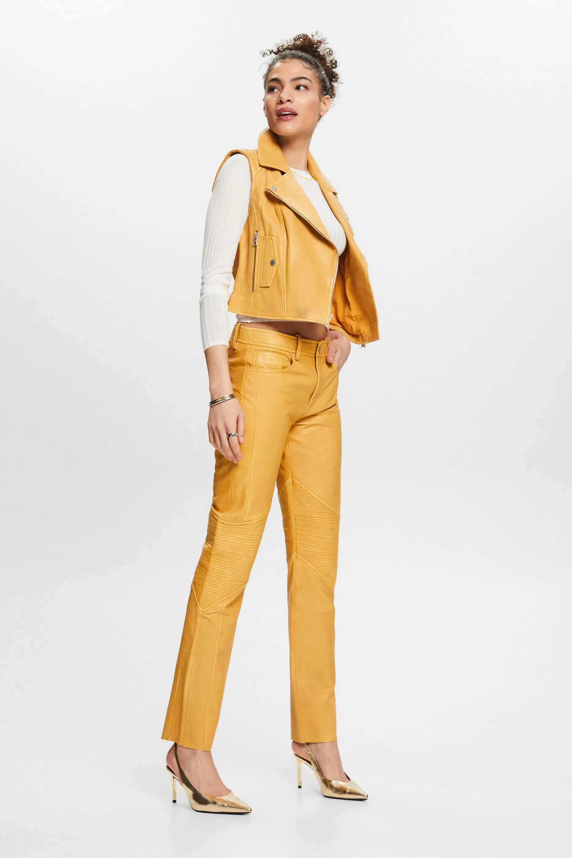 ESPRIT Mid-Rise Straight Leather Pants at our Online Shop *Women Pants + Joggers
