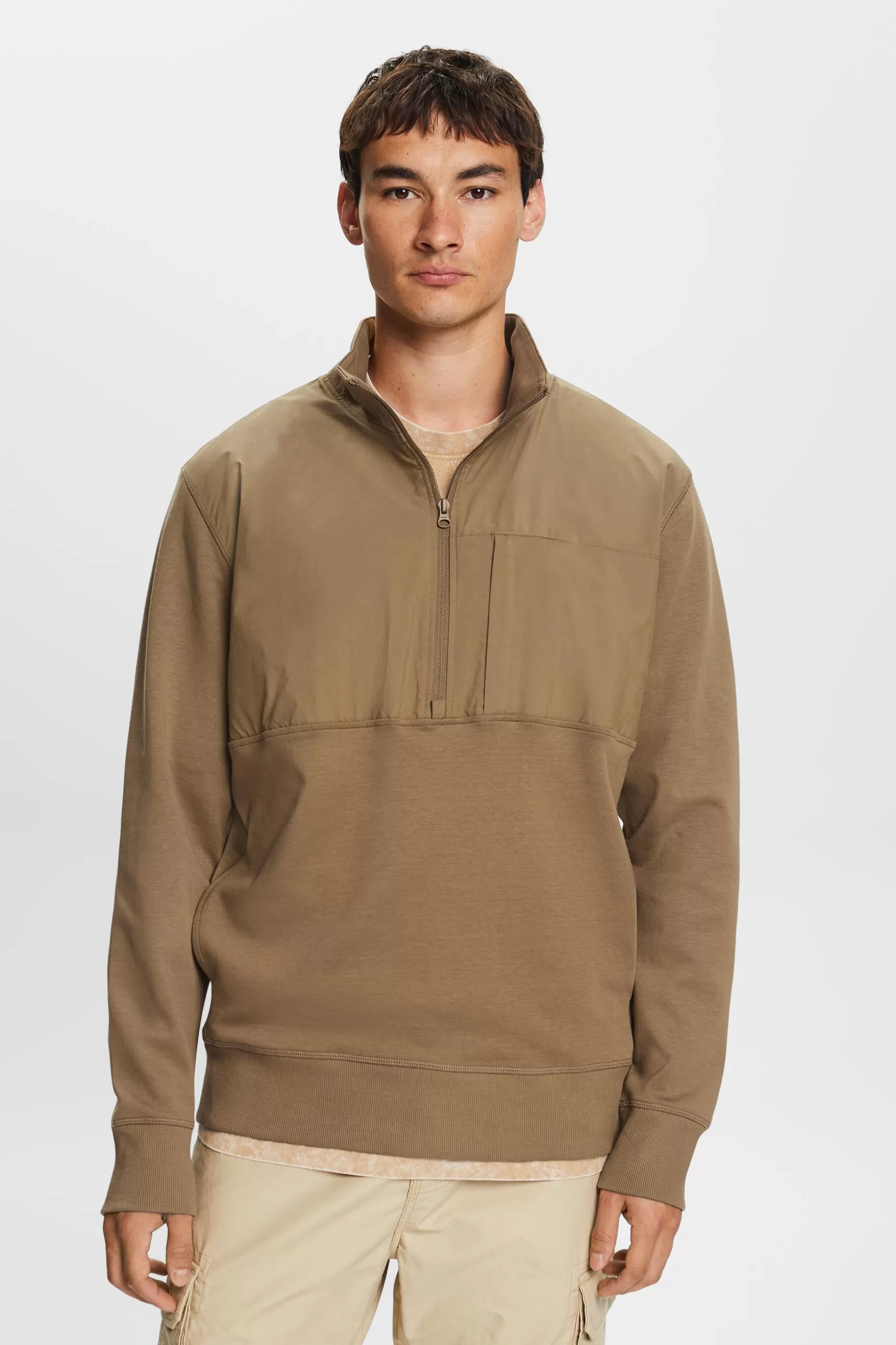 ESPRIT Mixed material half-zip sweatshirt at our Online Shop *Men Tops