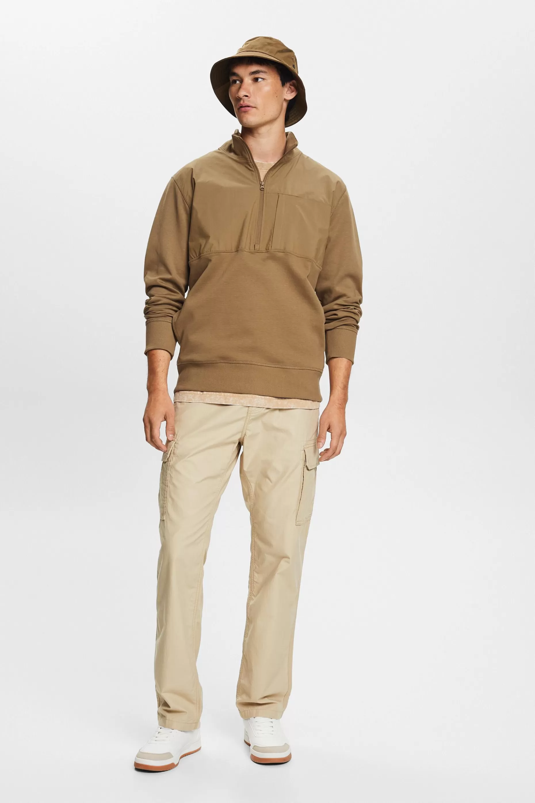 ESPRIT Mixed material half-zip sweatshirt at our Online Shop *Men Tops