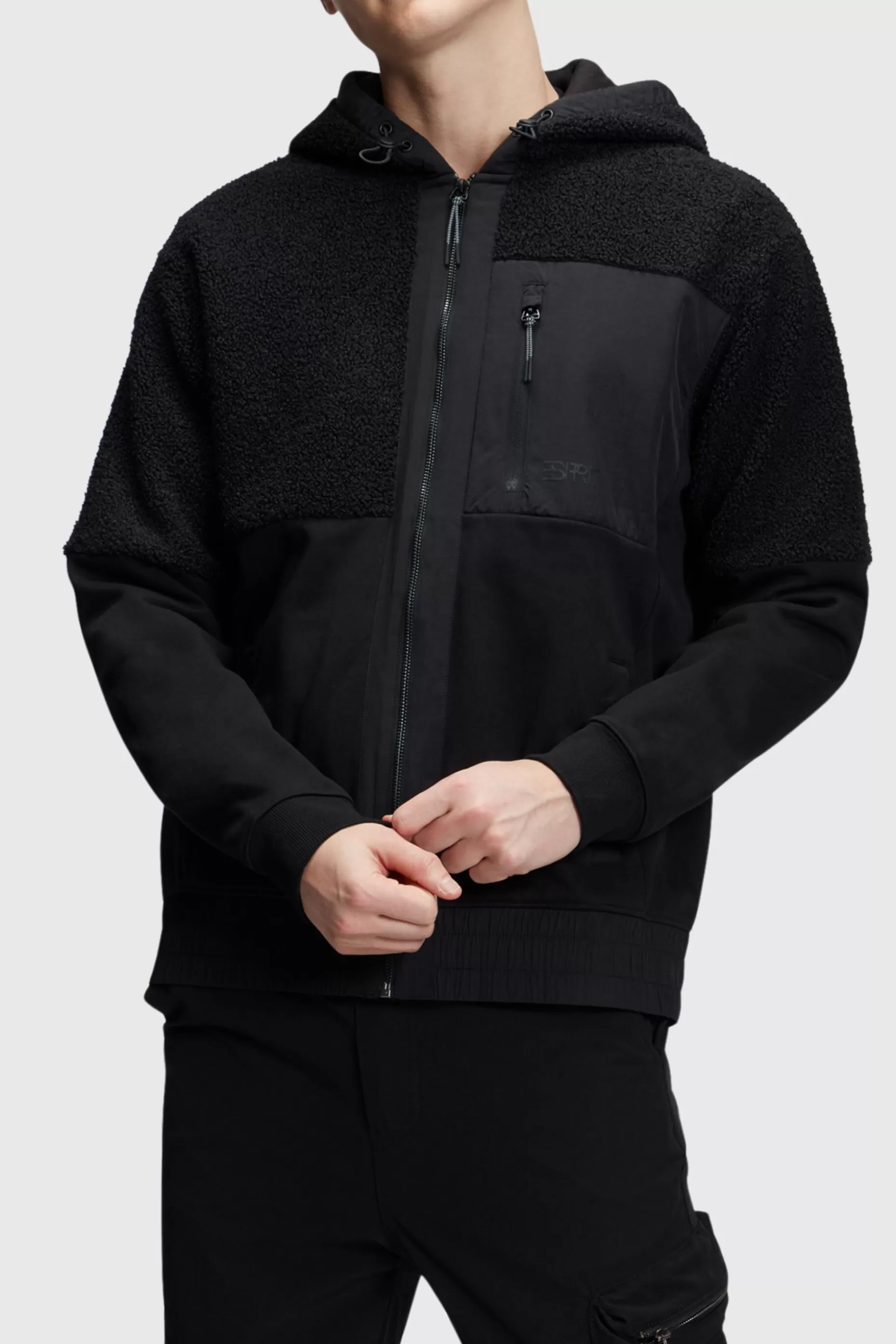 ESPRIT Mixed material zip-up hoodie at our Online Shop * Sale Under $75