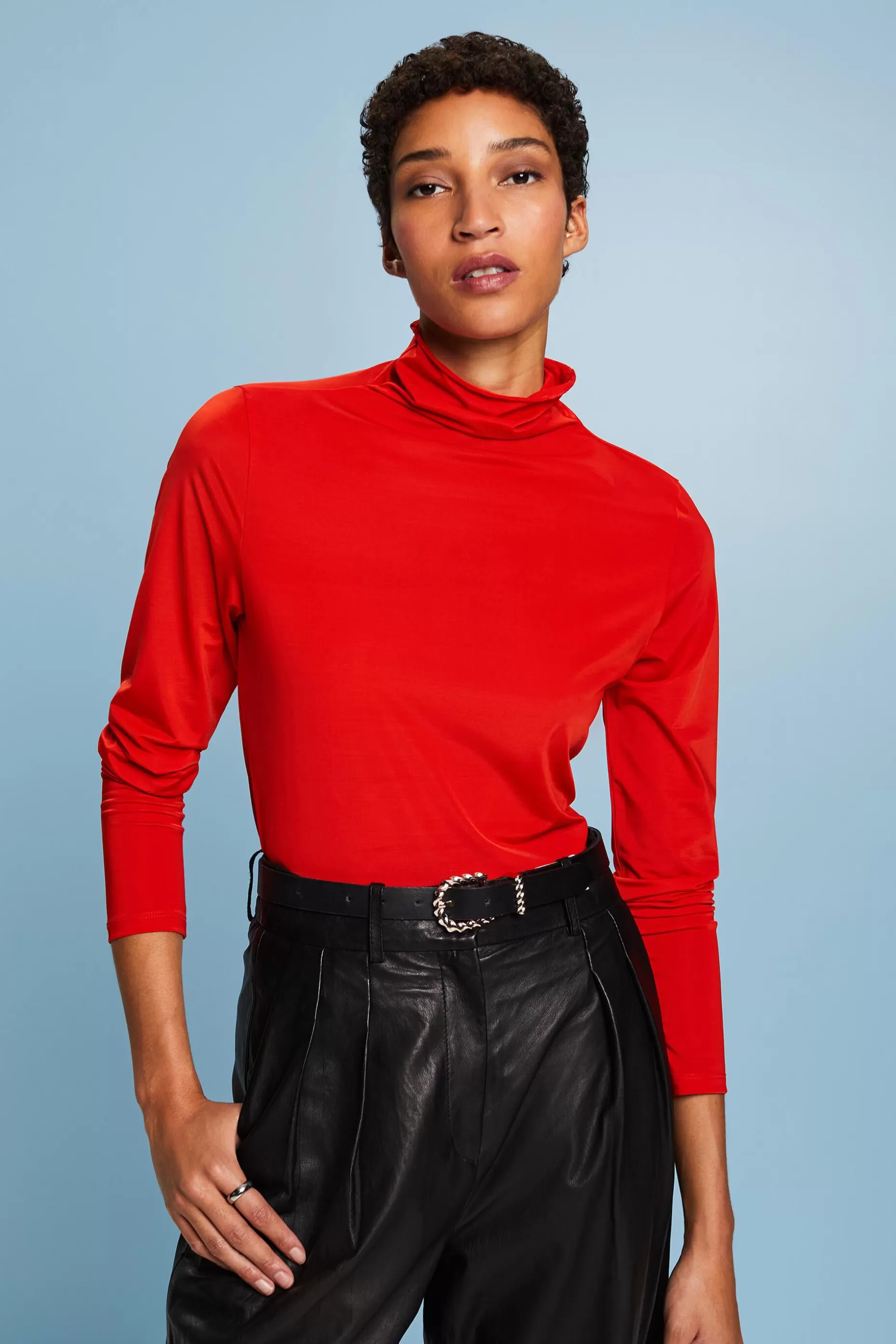 ESPRIT Mockneck Long-Sleeve Top at our Online Shop *Women T-Shirts + Tops