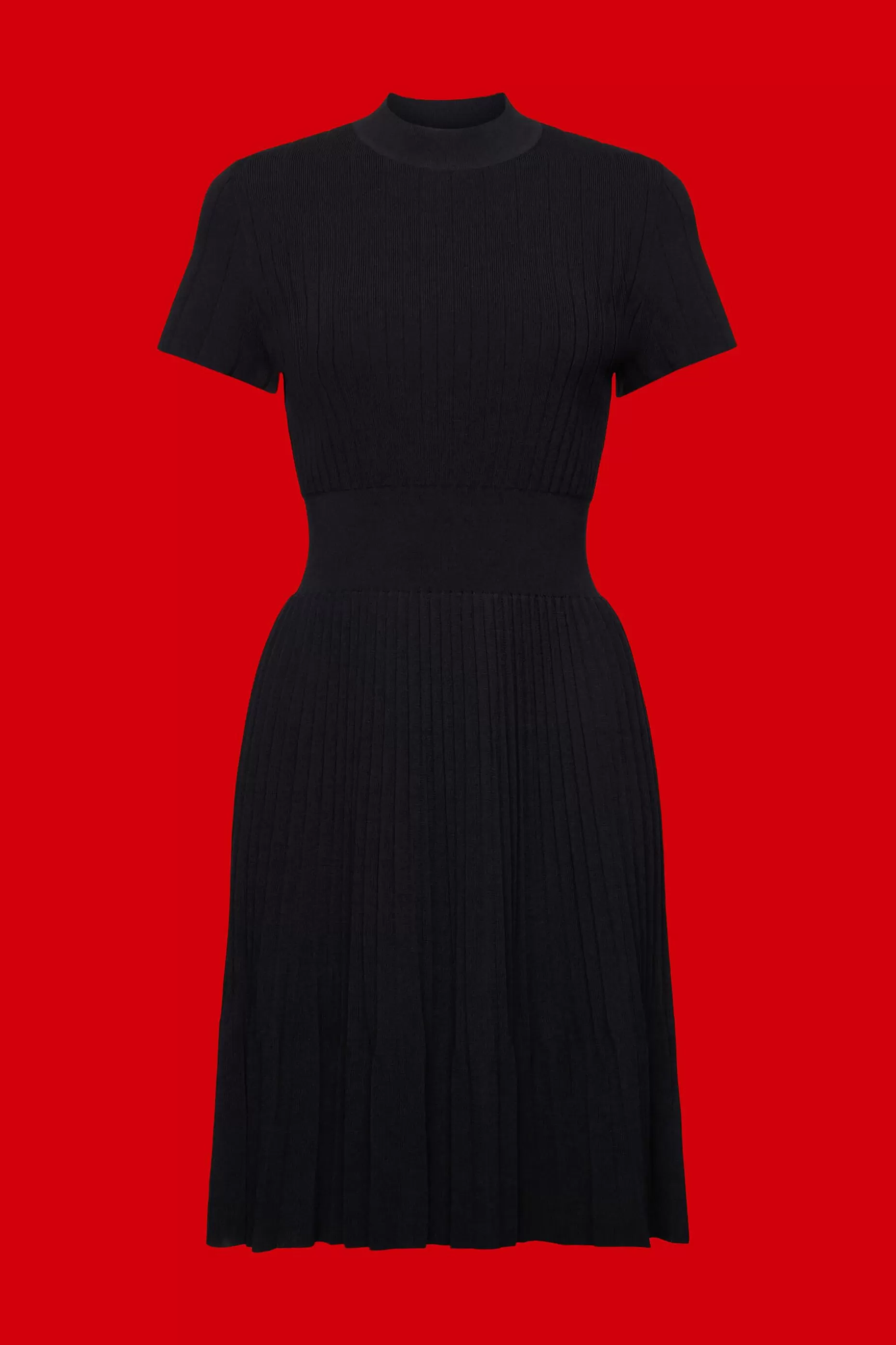ESPRIT Mockneck pleated midi dress with short-sleeves at our Online Shop * Sale Above $75+