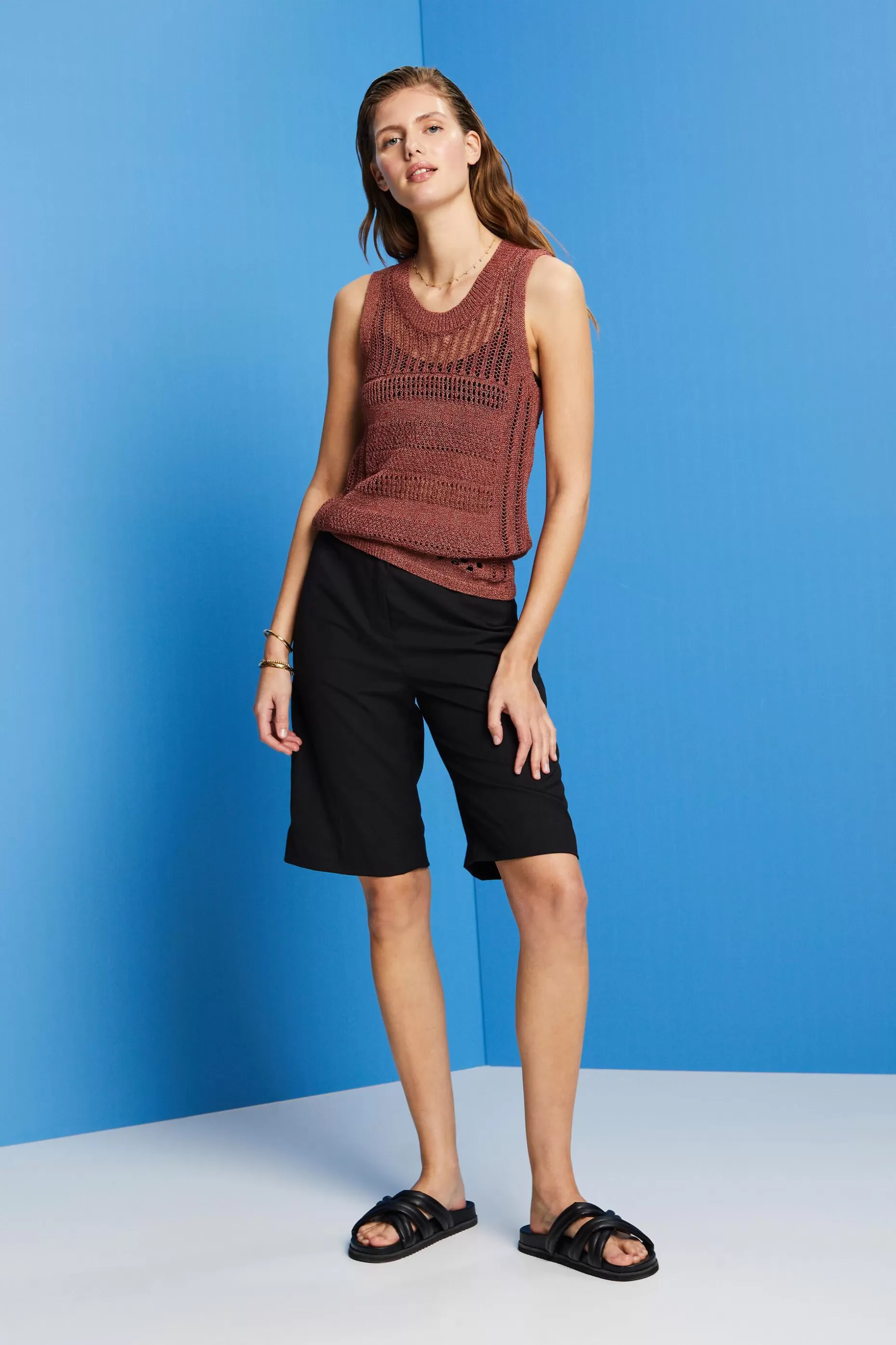 ESPRIT Mouline sleeveless jumper, cotton blend at our Online Shop *Women Sweaters