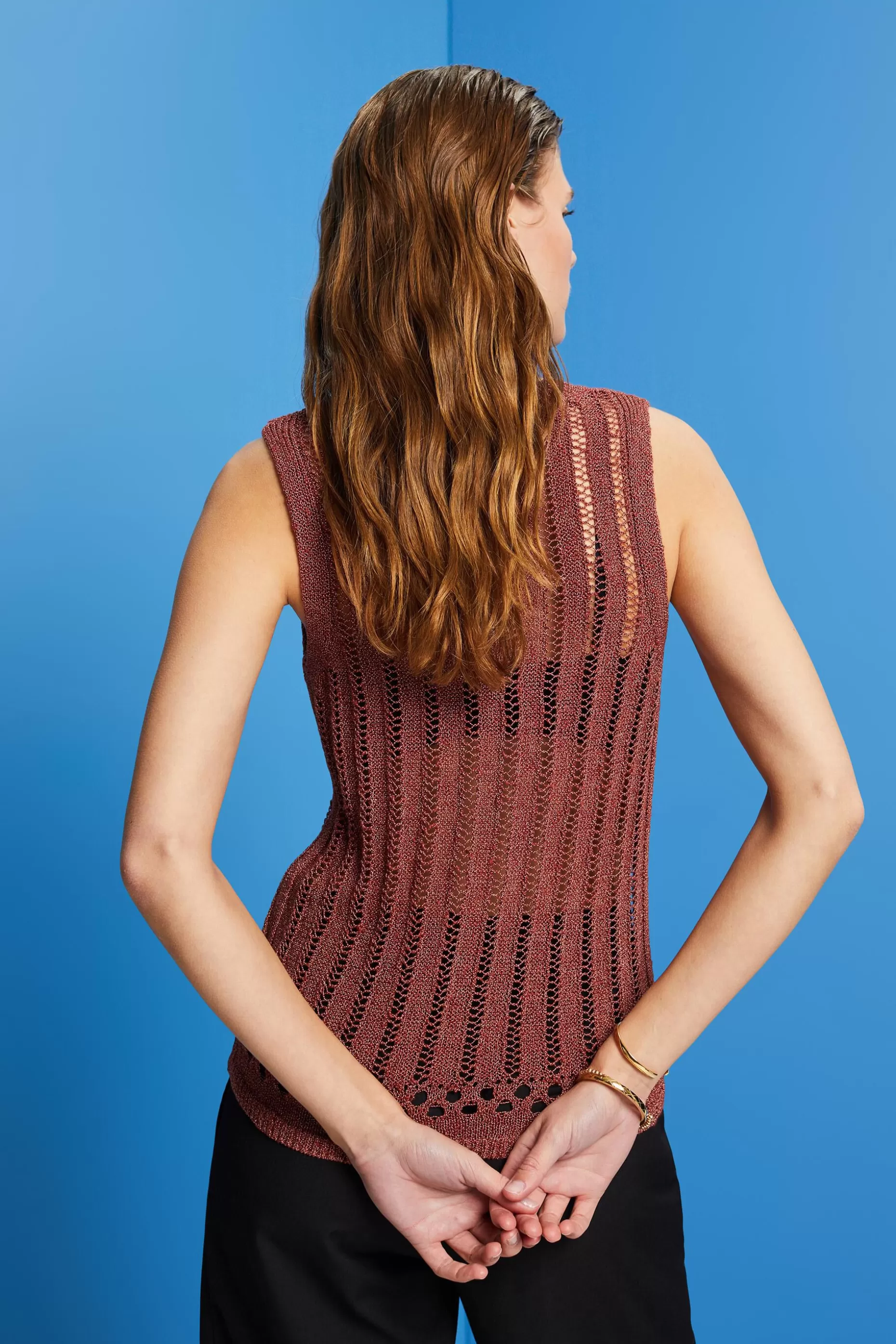 ESPRIT Mouline sleeveless jumper, cotton blend at our Online Shop *Women Sweaters