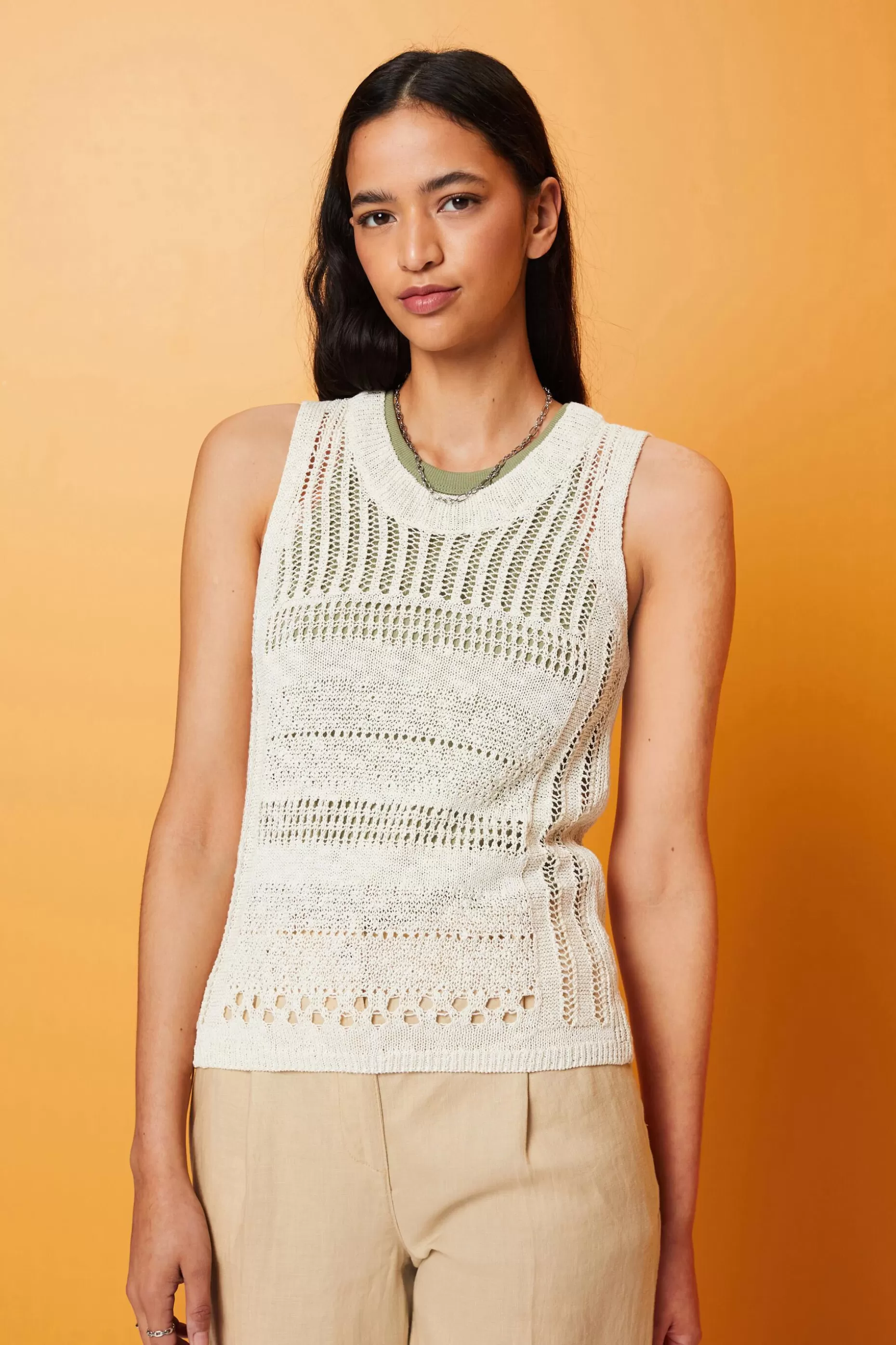 ESPRIT Mouline sleeveless jumper, cotton blend at our Online Shop *Women Sweaters