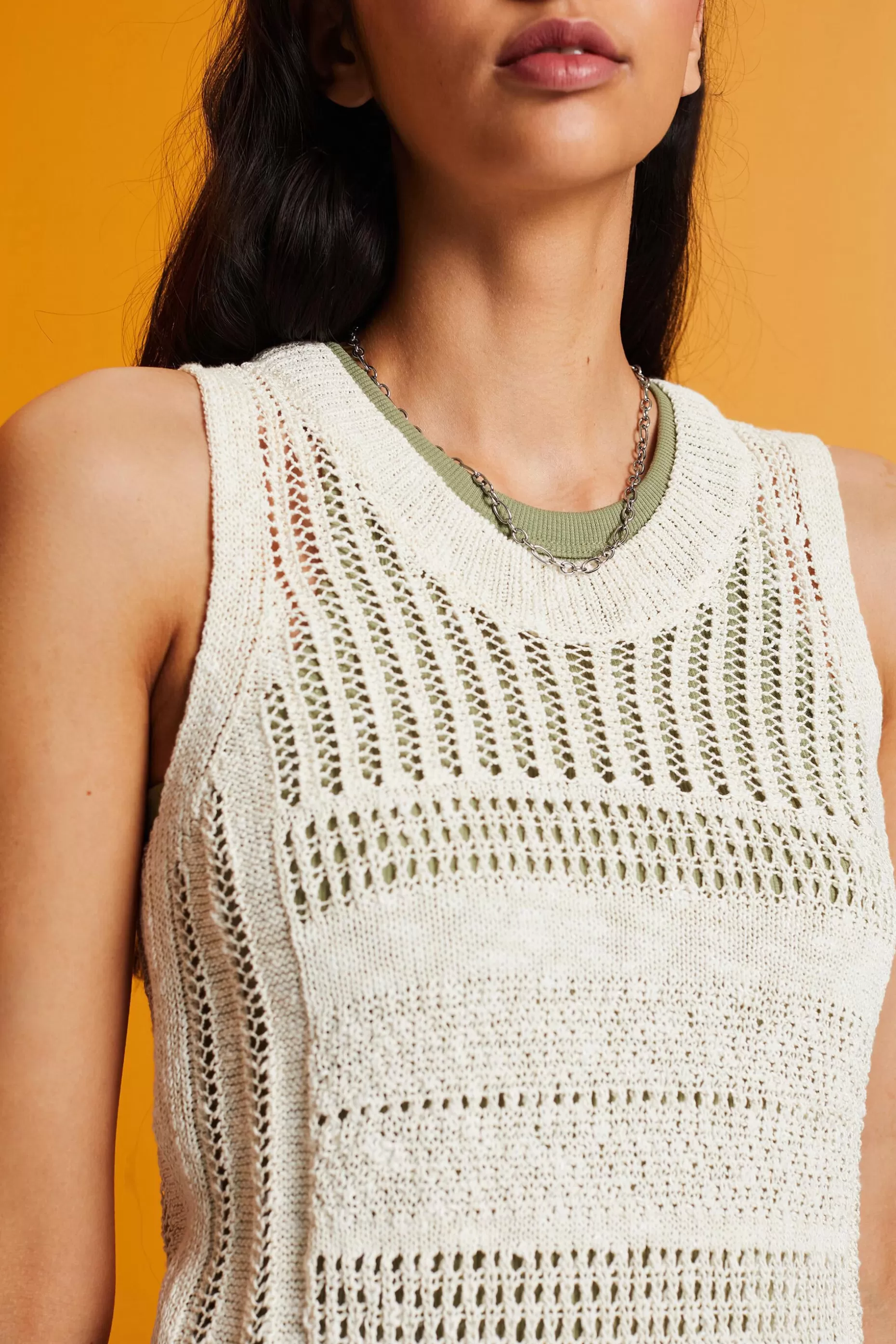 ESPRIT Mouline sleeveless jumper, cotton blend at our Online Shop *Women Sweaters
