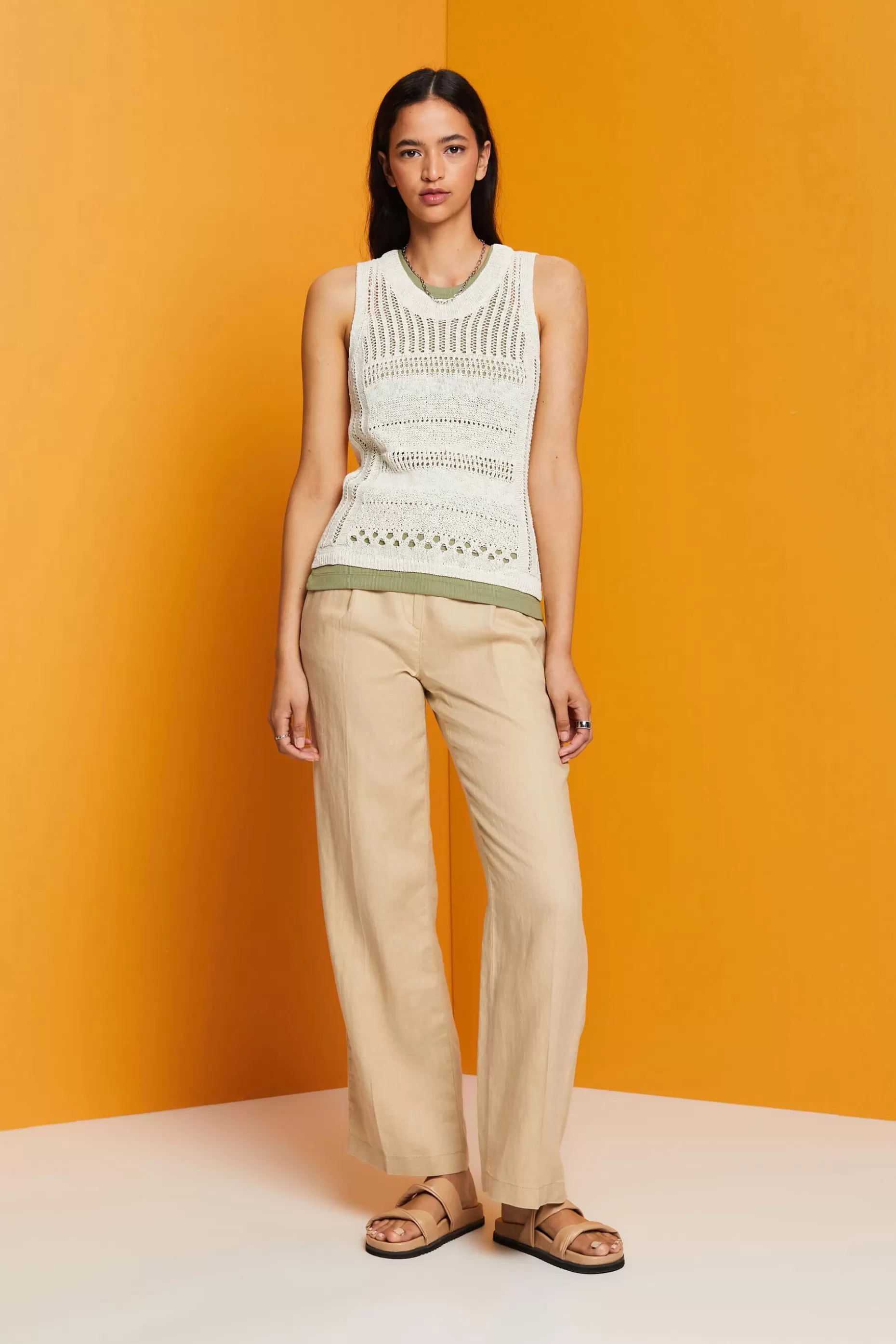 ESPRIT Mouline sleeveless jumper, cotton blend at our Online Shop *Women Sweaters