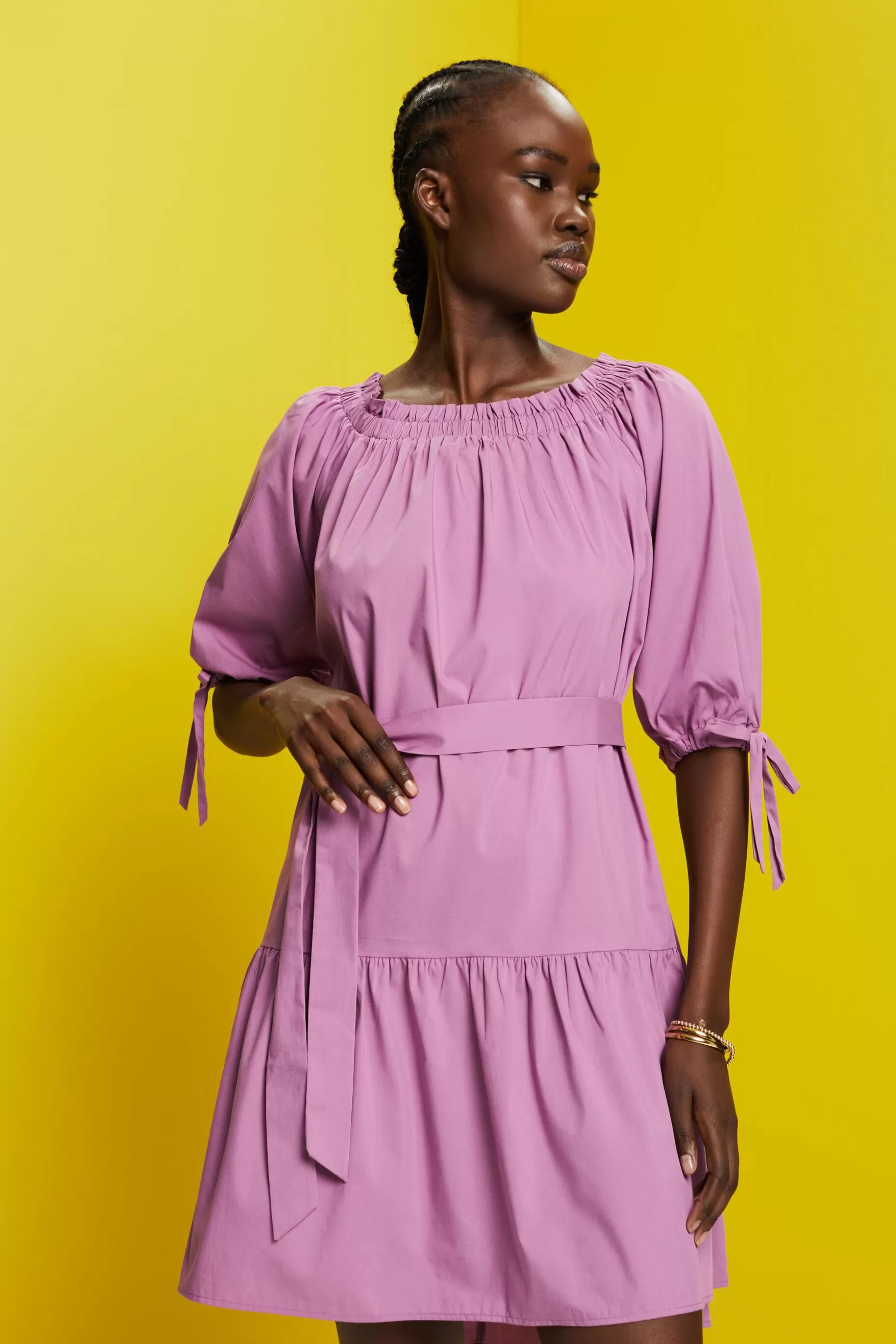 ESPRIT Off-shoulder poplin mini dress at our Online Shop *Women Dresses + Jumpsuits