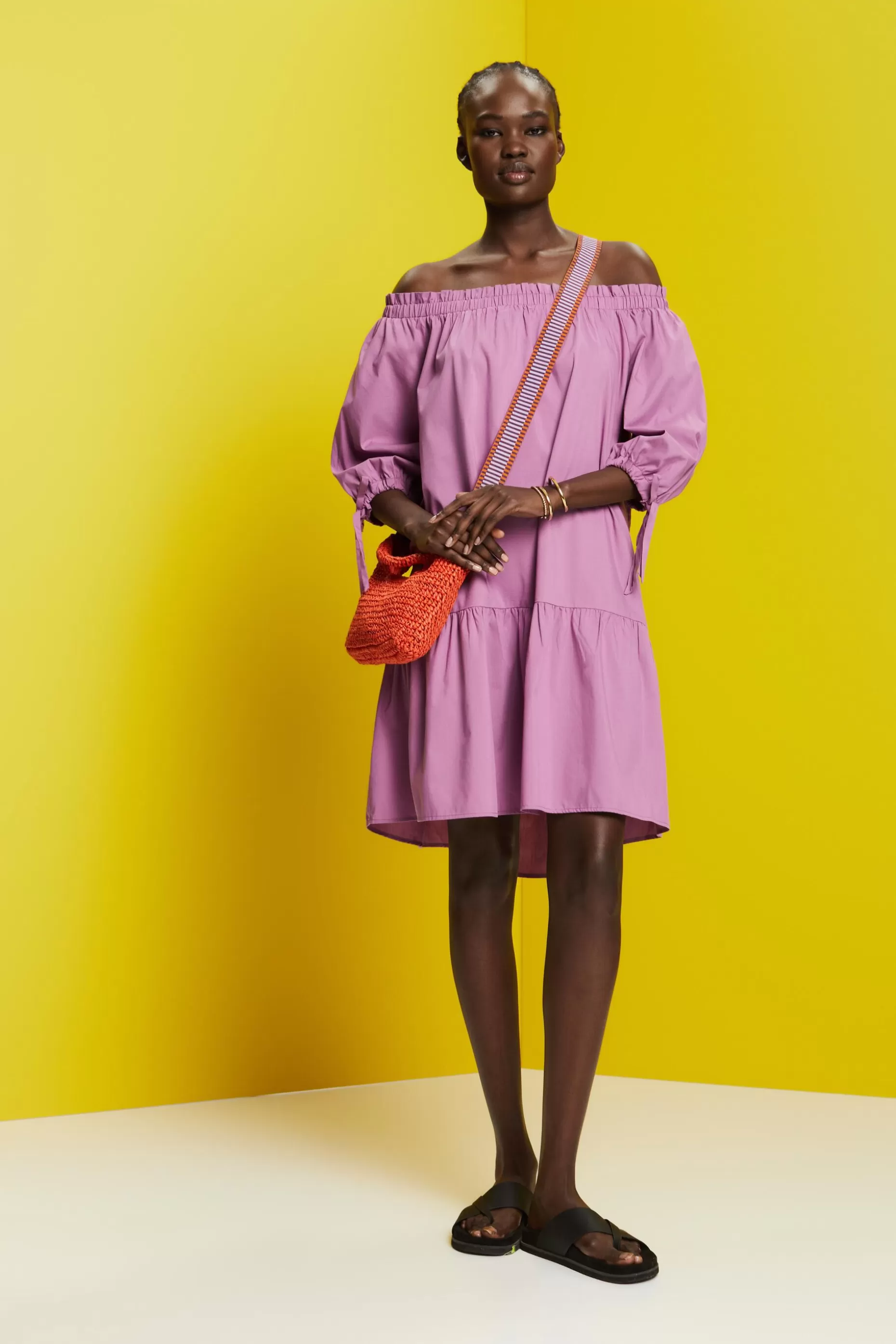 ESPRIT Off-shoulder poplin mini dress at our Online Shop *Women Dresses + Jumpsuits