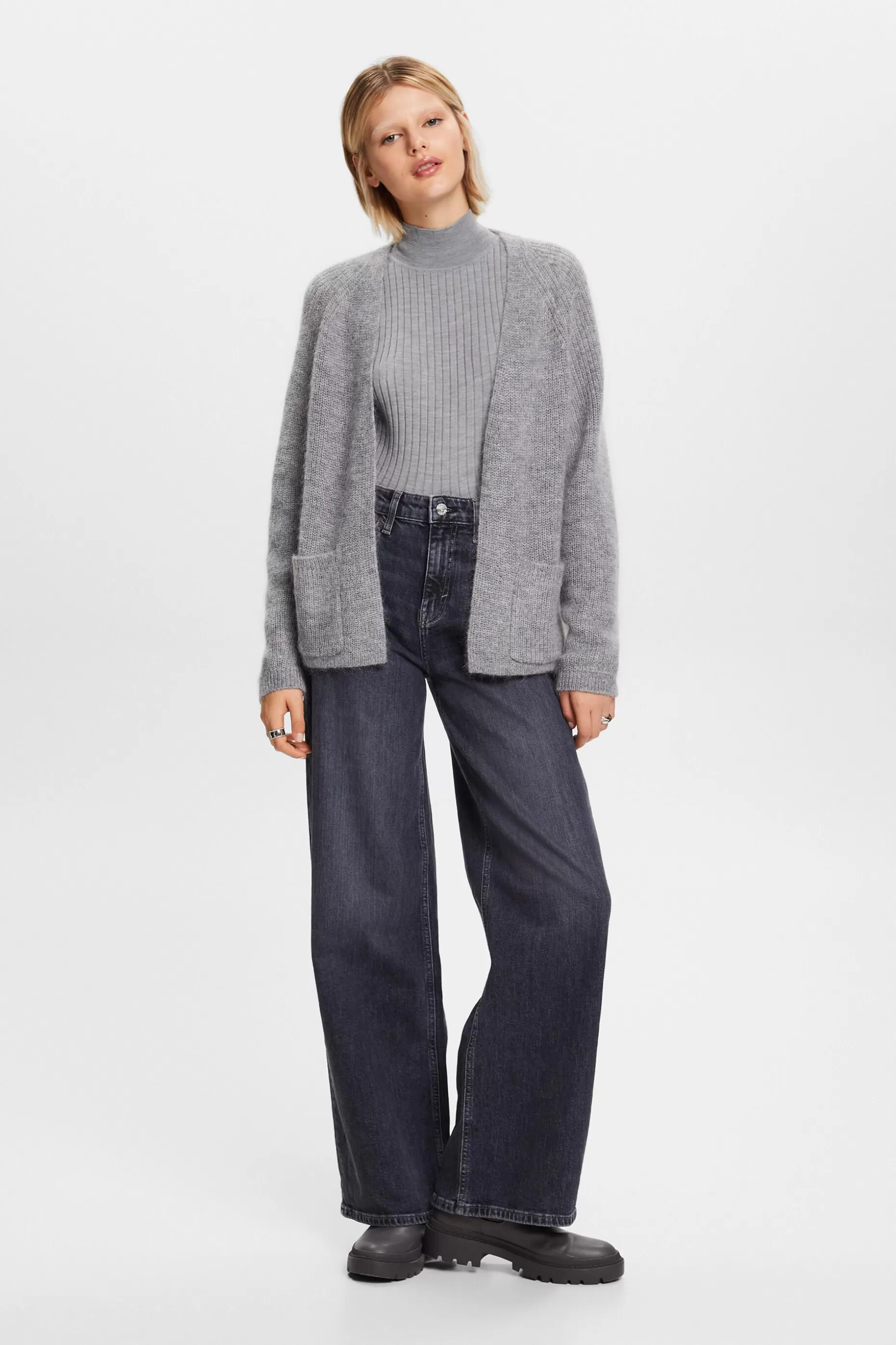 ESPRIT Open-Front Rib-Knit Cardigan at our Online Shop *Women Sweaters
