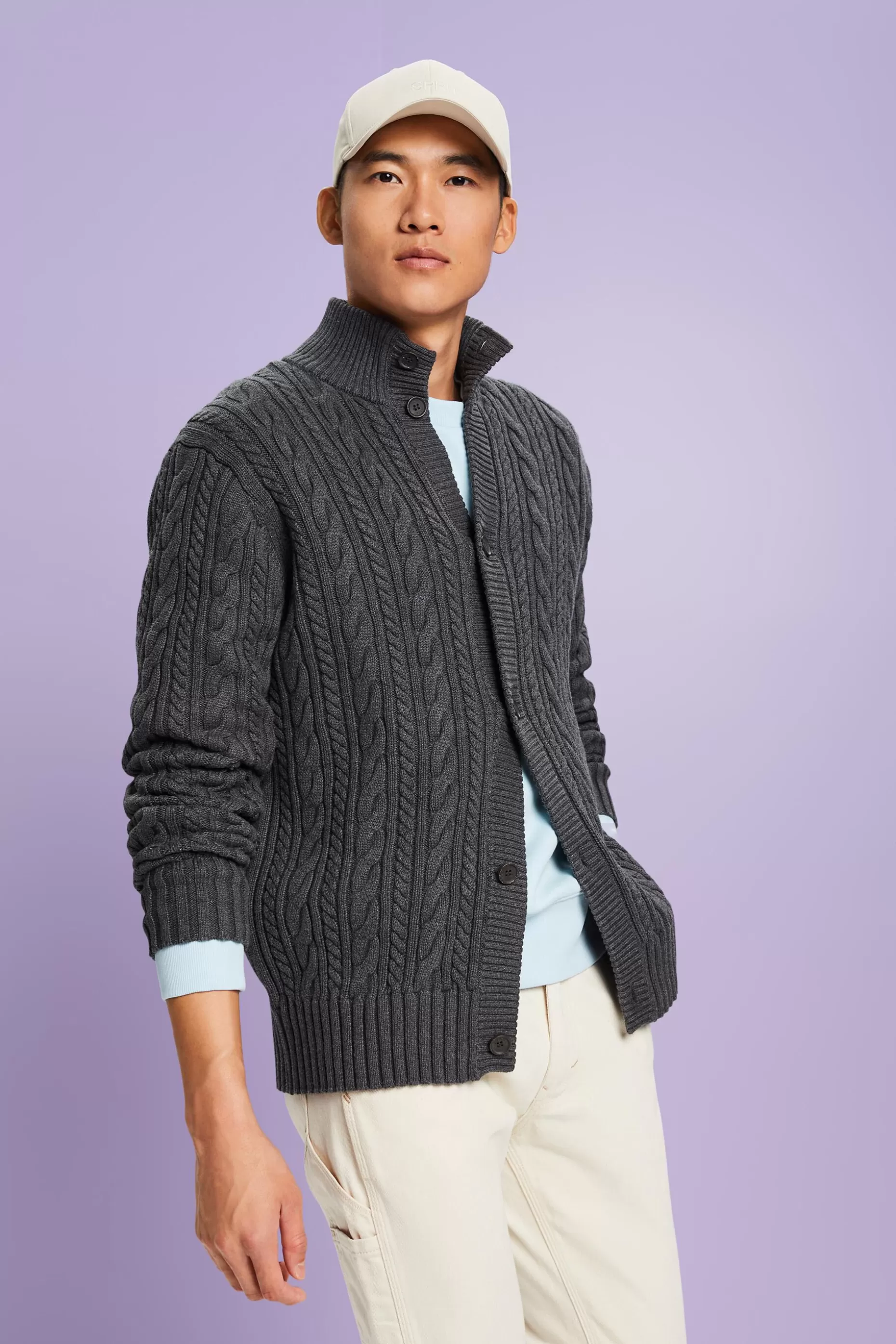 ESPRIT Organic Cotton Cable Knit Cardigan at our Online Shop * Sale Under $75