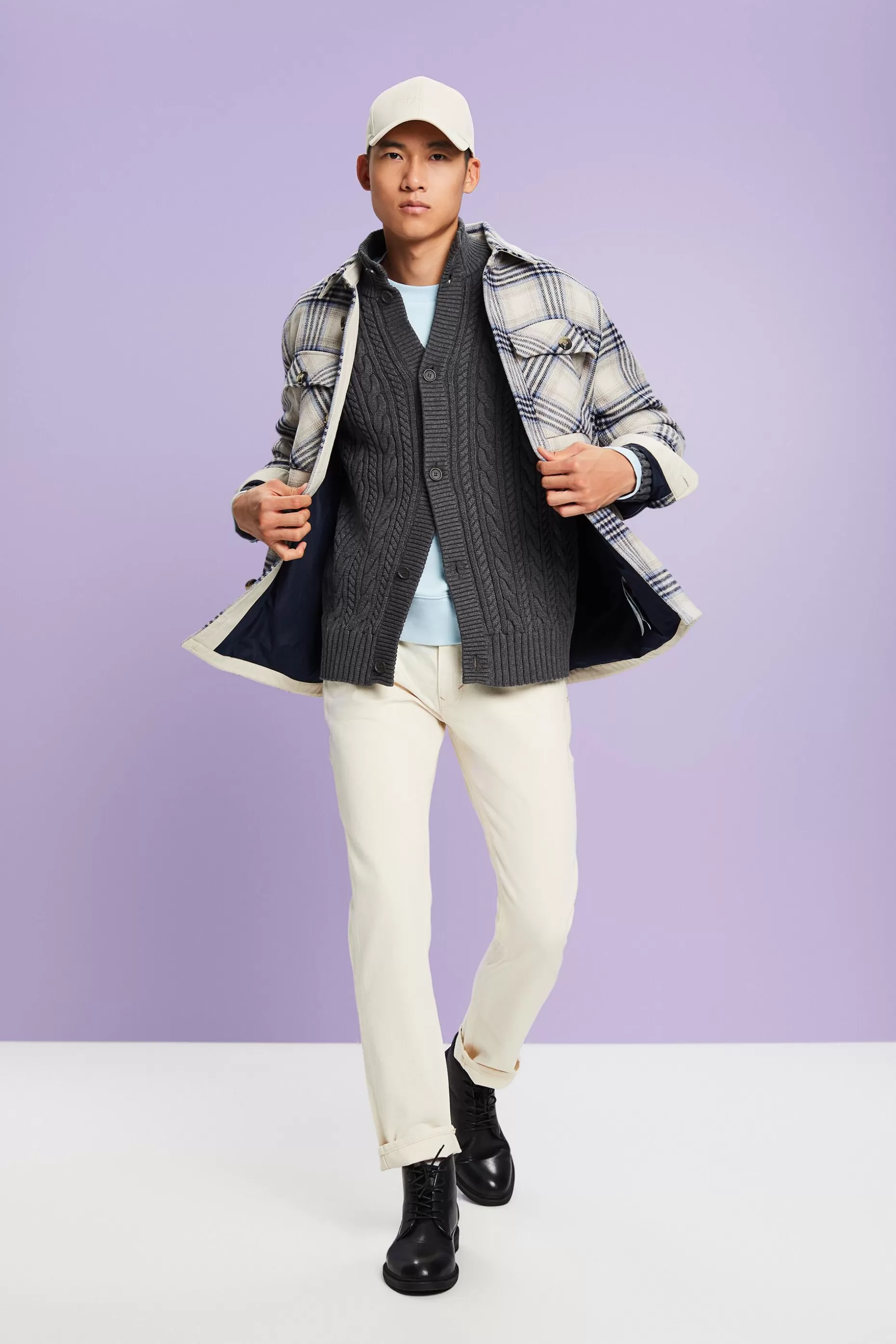 ESPRIT Organic Cotton Cable Knit Cardigan at our Online Shop *Men Sweaters