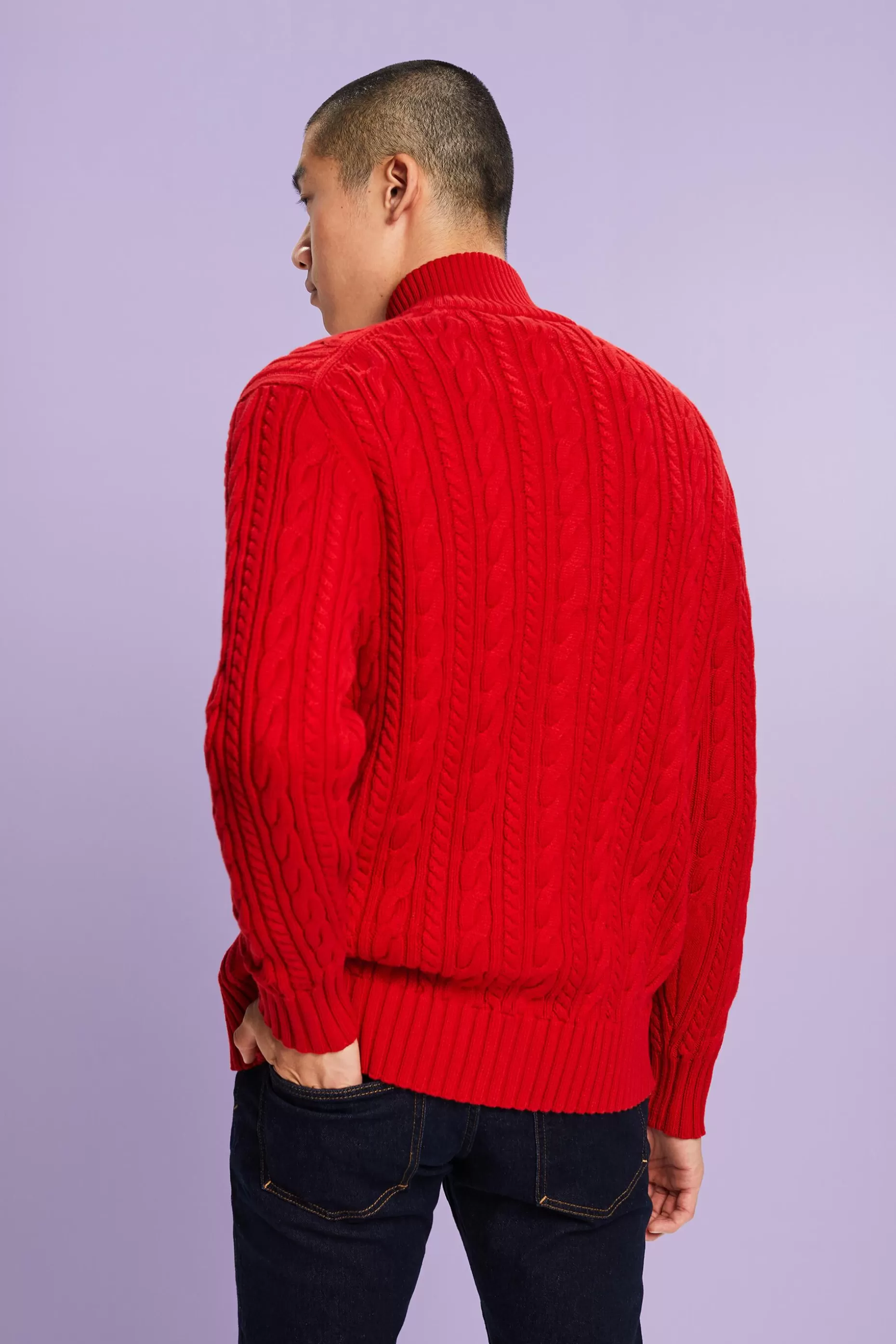 ESPRIT Organic Cotton Cable Knit Cardigan at our Online Shop *Men Sweaters