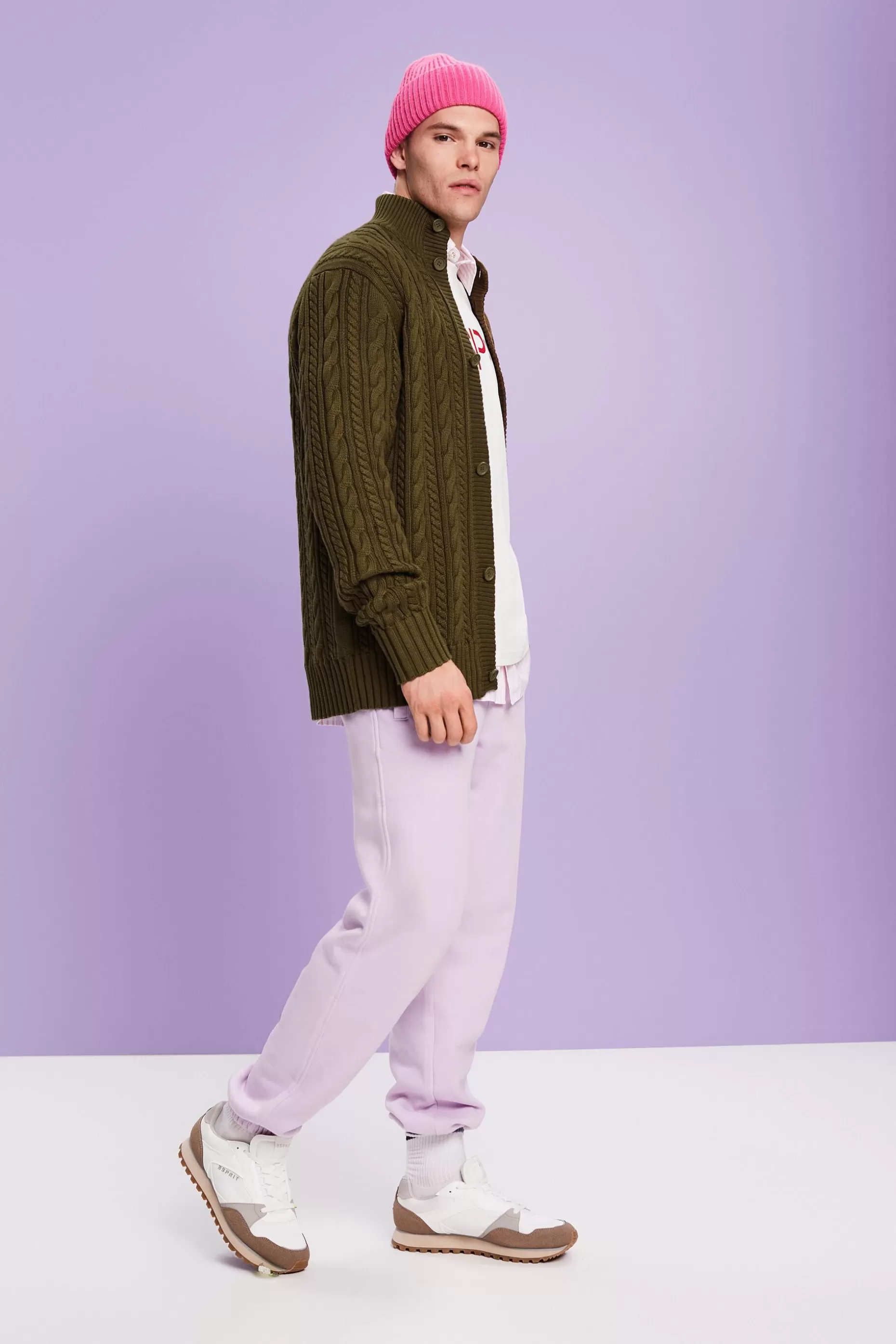 ESPRIT Organic Cotton Cable Knit Cardigan at our Online Shop *Men Sweaters